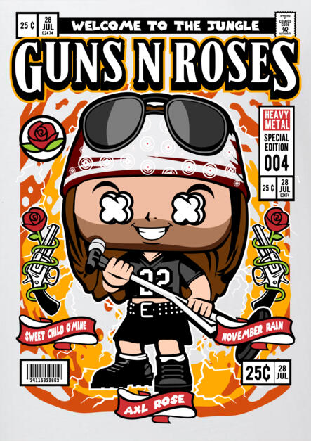 T-Shirt Axl Rose Pop Culture White ανδρικά Basic T-Shirts Simple Wear Μπλουζάκια κοντομάνικα