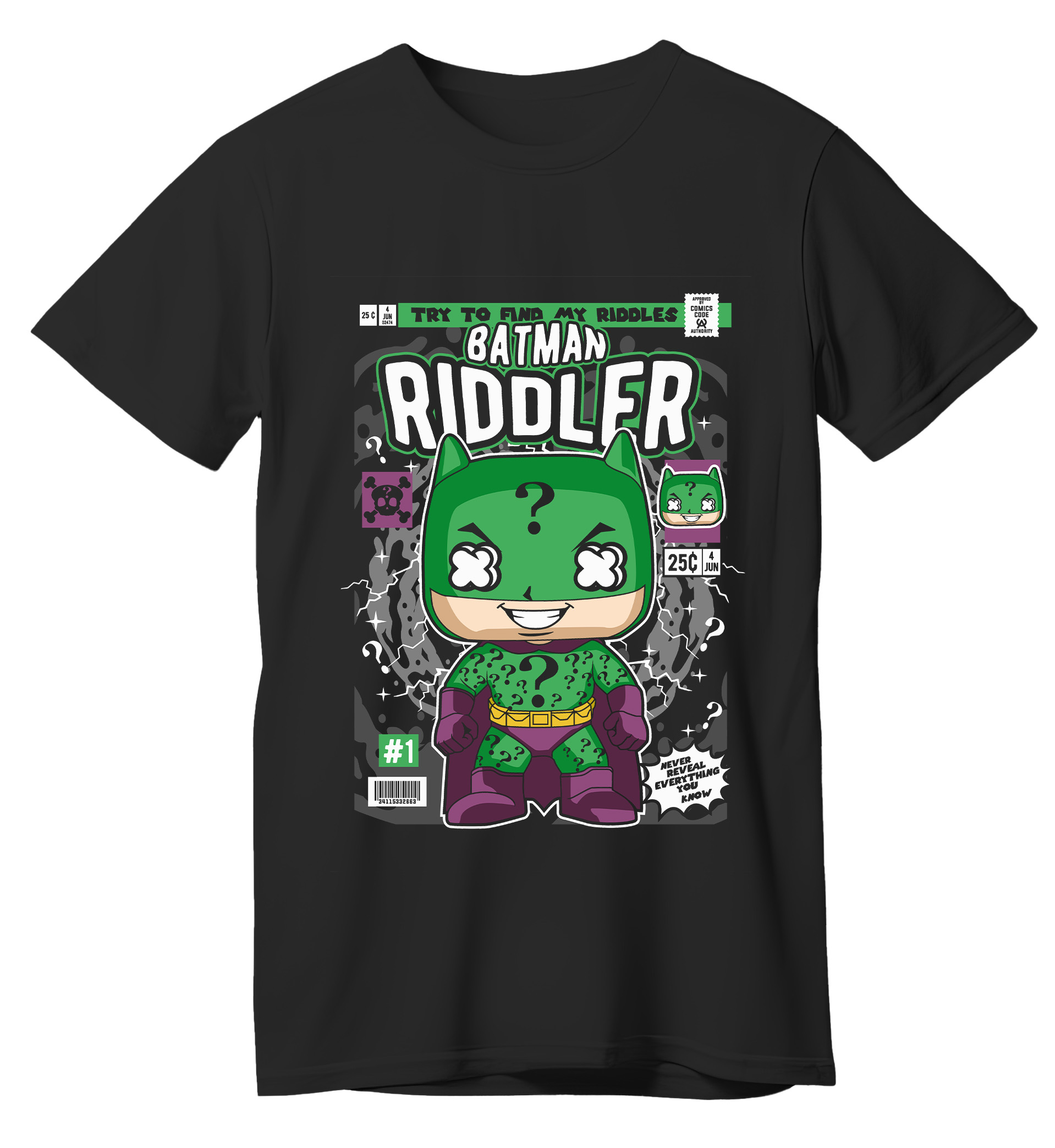 T-Shirt Batman Riddler Pop Culture Black