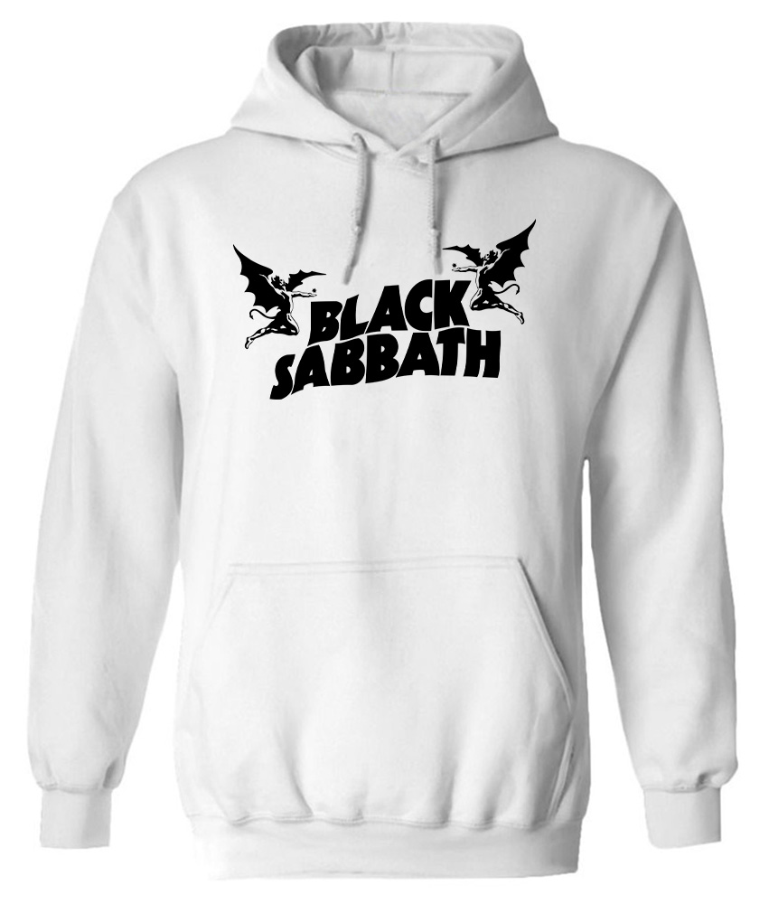Hoodie Black Sabbath Band Logo Art Rock Avenue White