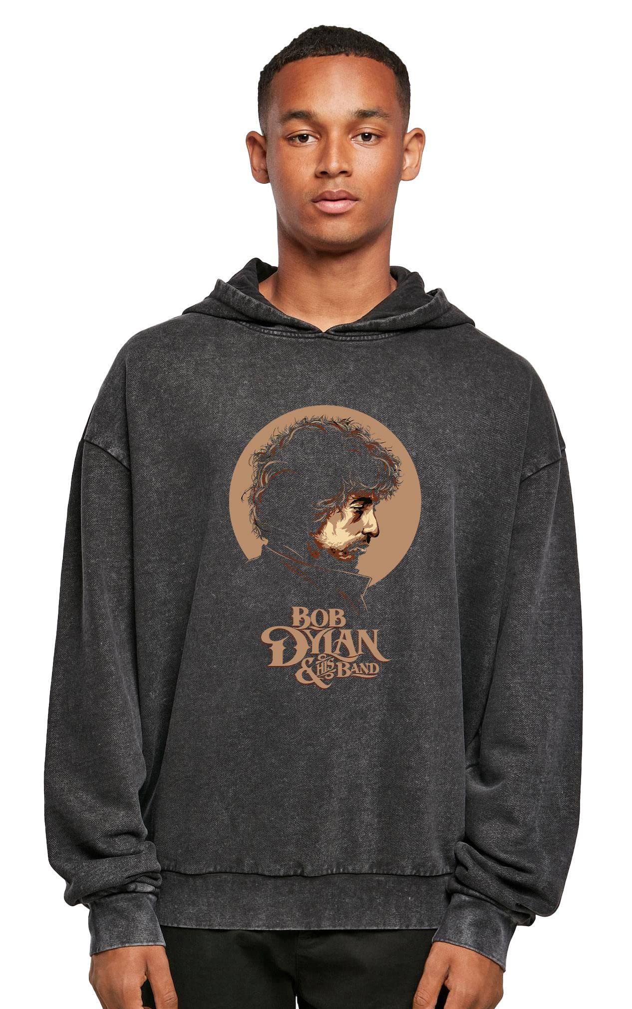 Oversized Premium Hoodie Bob Dylan Art Design Rock Avenue Black ανδρικά Φούτερ Simple Wear