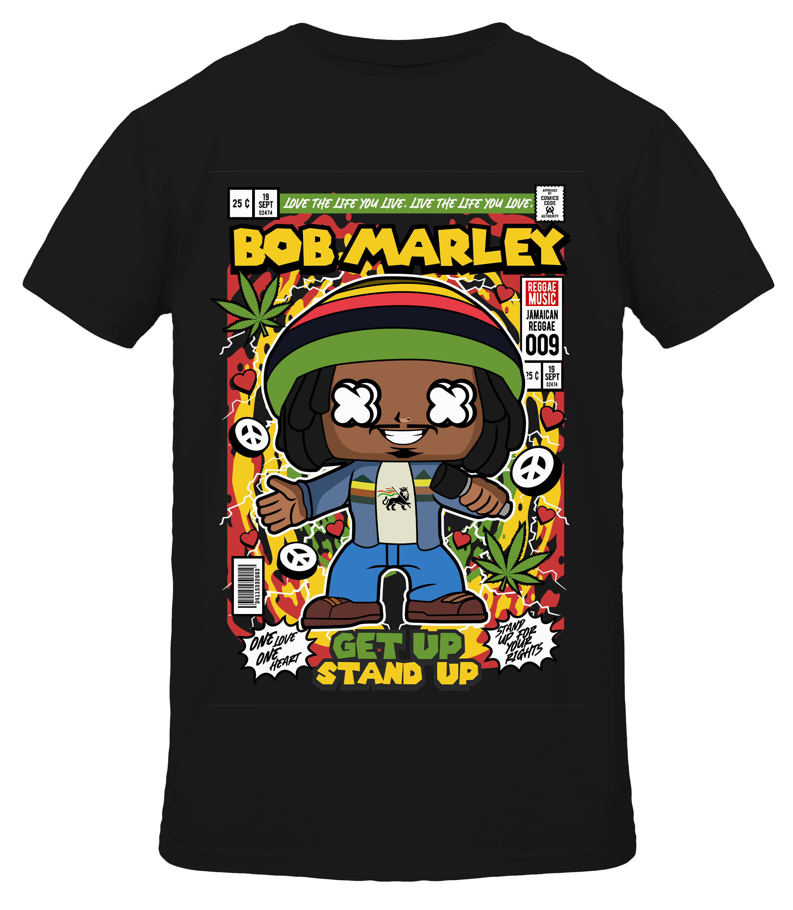 T-Shirt Bob Marley Pop Culture Black