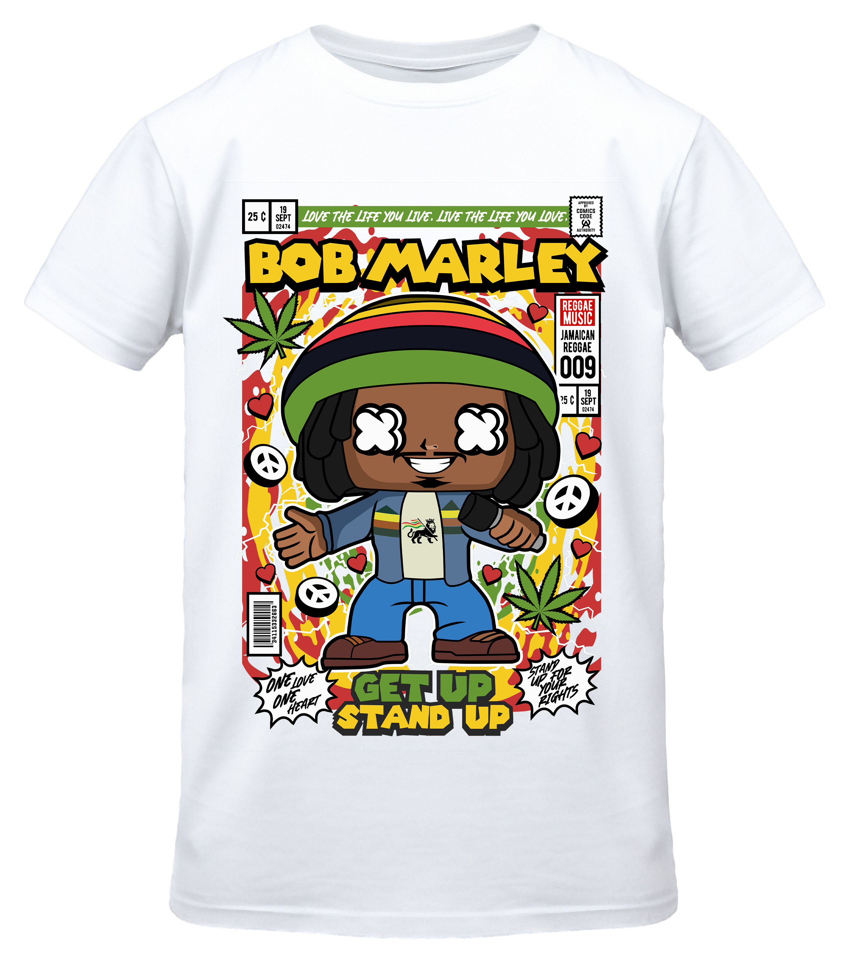 T-Shirt Bob Marley Pop Culture White