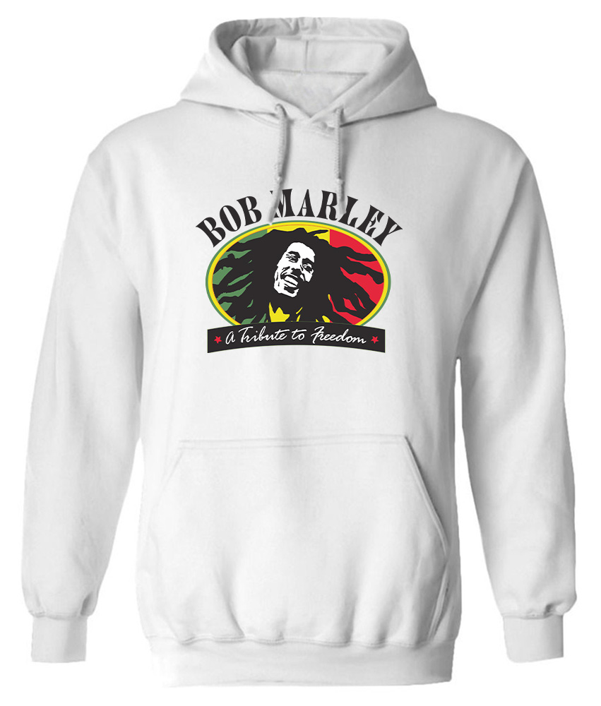 Hoodie Bob Marley Art1 Rock Avenue White