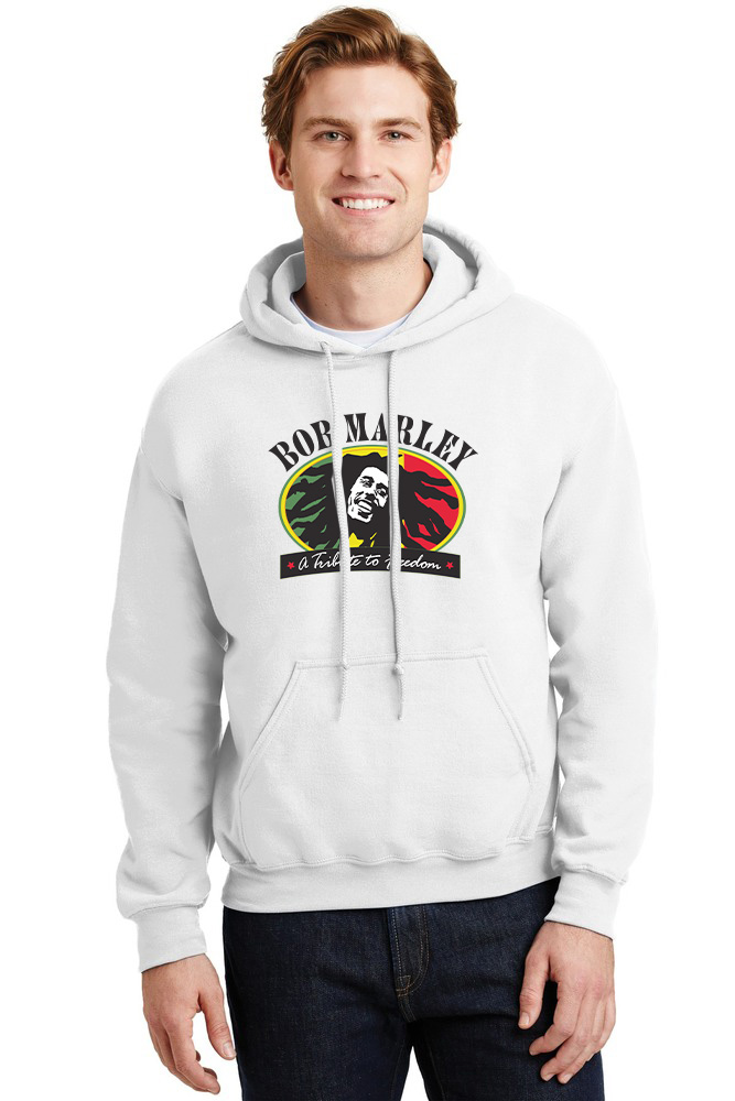 Hoodie Bob Marley Art1 Rock Avenue White ανδρικά Φούτερ Simple Wear