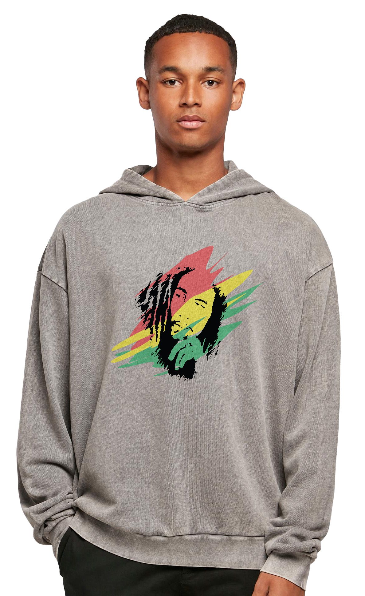 Oversized Premium Hoodie Bob Marley Art2 Rock Avenue Asphalt ανδρικά Φούτερ Simple Wear