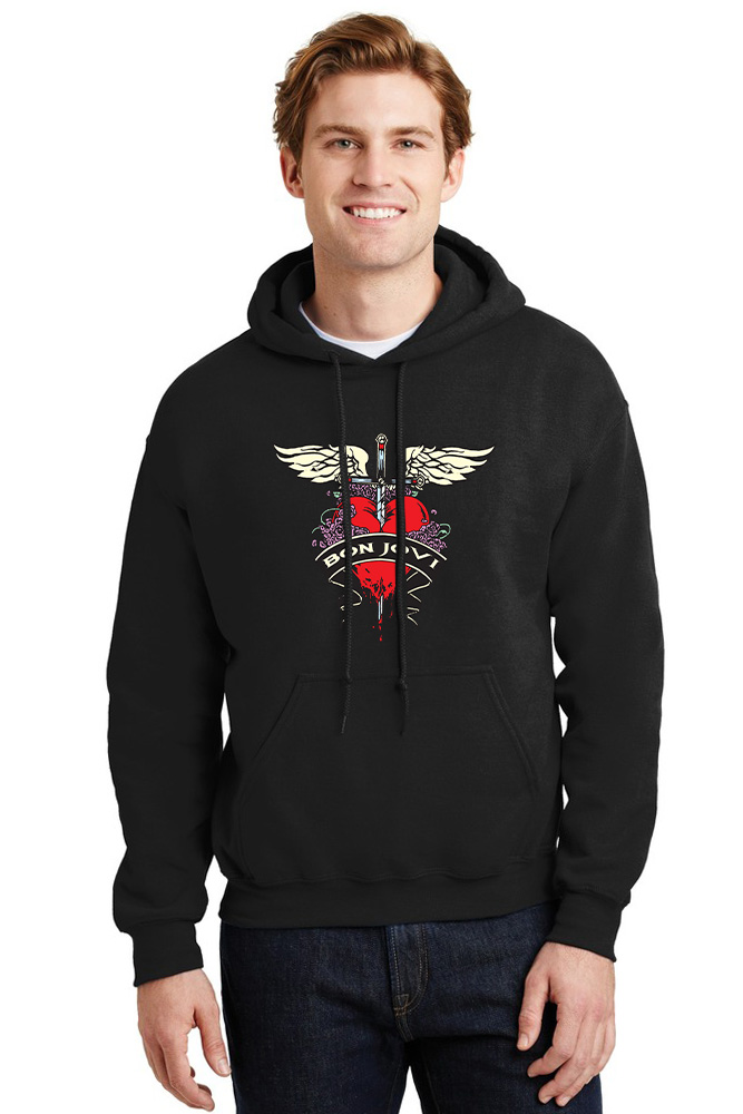 Hoodie Bon Jovi Art1 Rock Avenue Black ανδρικά Φούτερ Simple Wear
