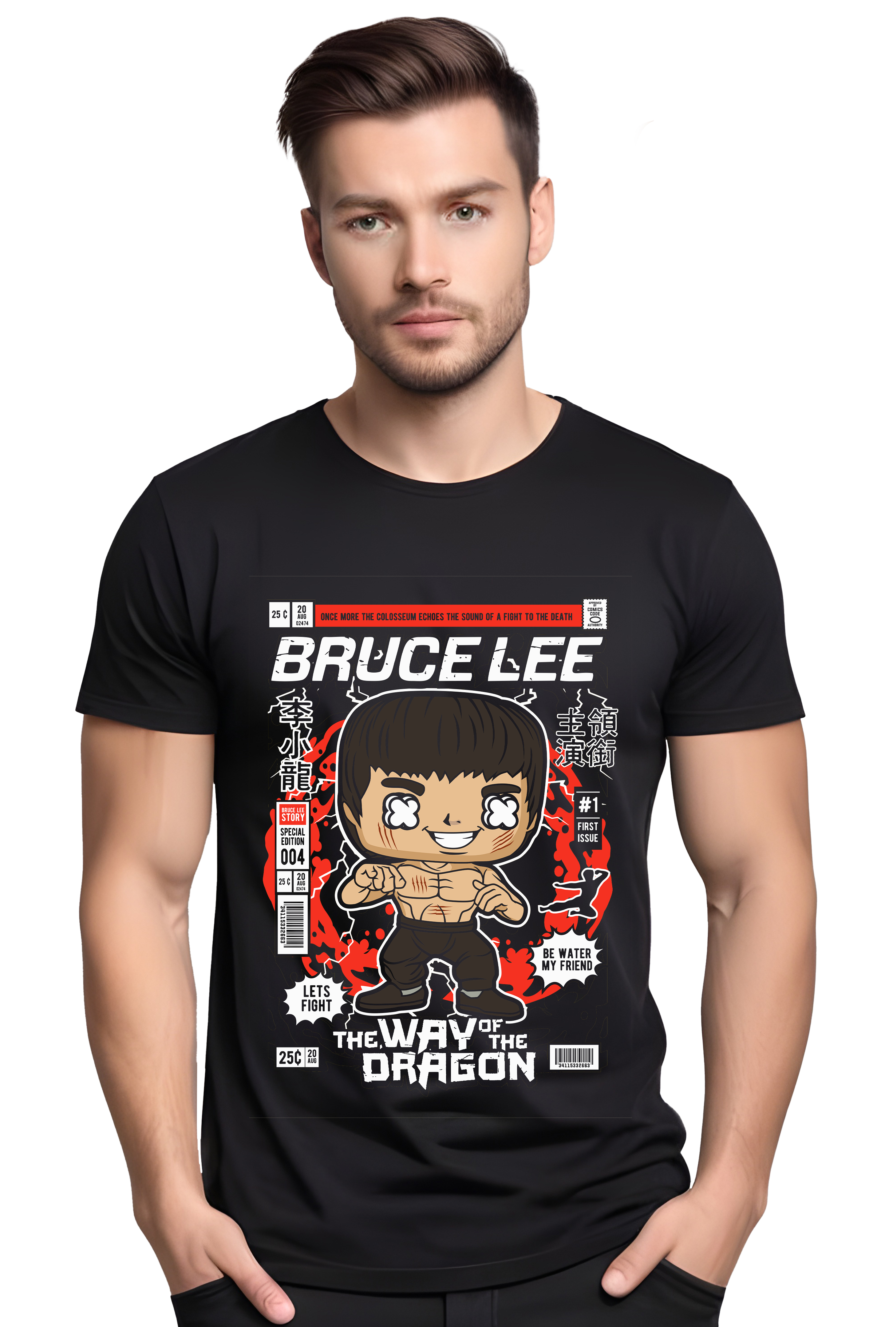 T-Shirt Bruce Lee Pop Culture Black ανδρικά Basic T-Shirts Simple Wear Μπλουζάκια κοντομάνικα