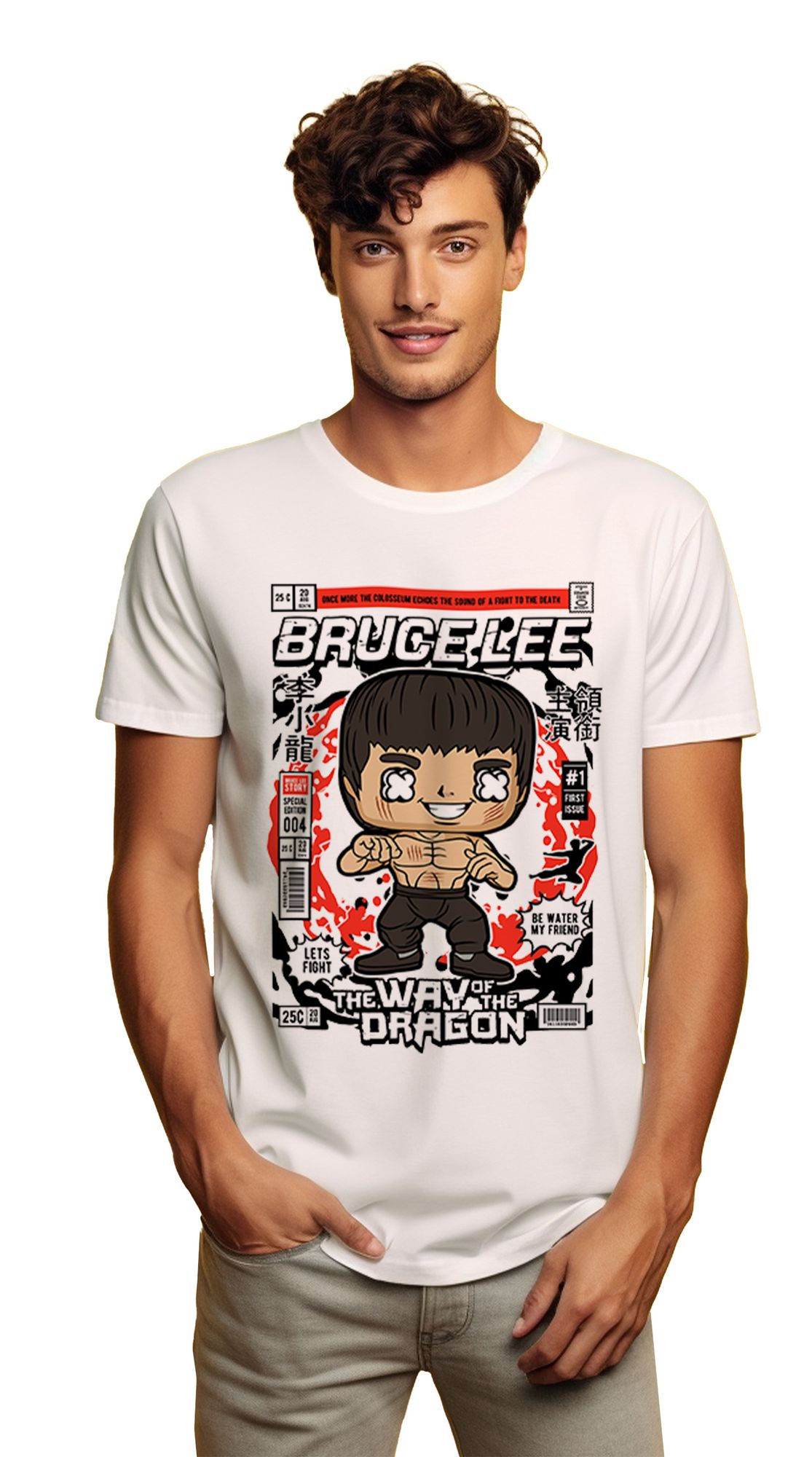 T-Shirt Bruce Lee Pop Culture White ανδρικά Basic T-Shirts Simple Wear Μπλουζάκια κοντομάνικα