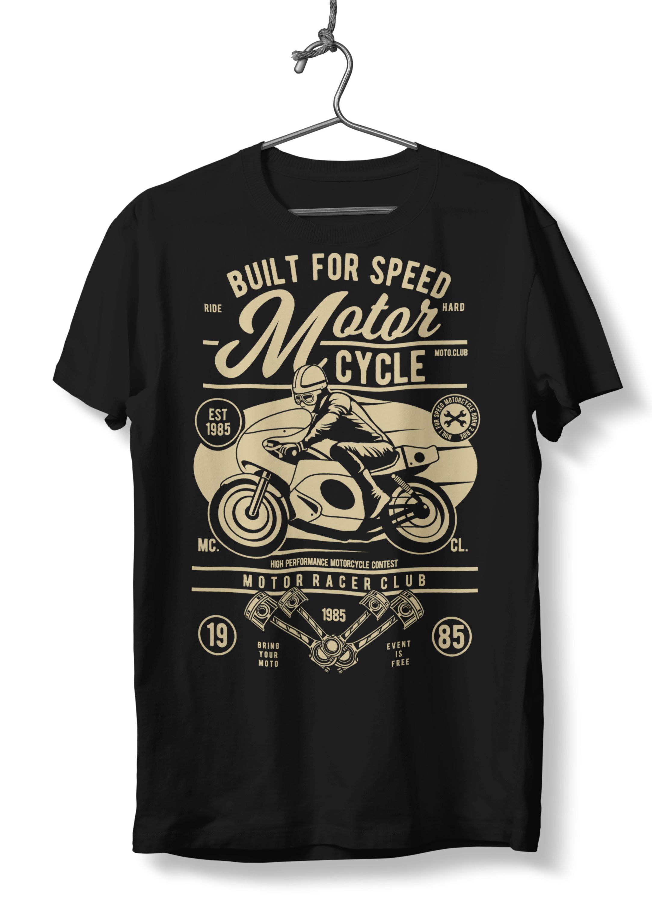 T-Shirt Built For Speed Motorcycle Pop Culture Black