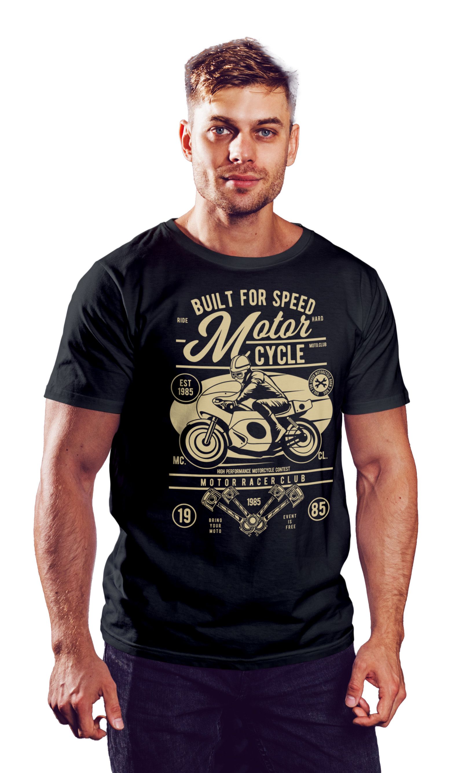 T-Shirt Built For Speed Motorcycle Pop Culture Black ανδρικά Basic T-Shirts Simple Wear Μπλουζάκια κοντομάνικα