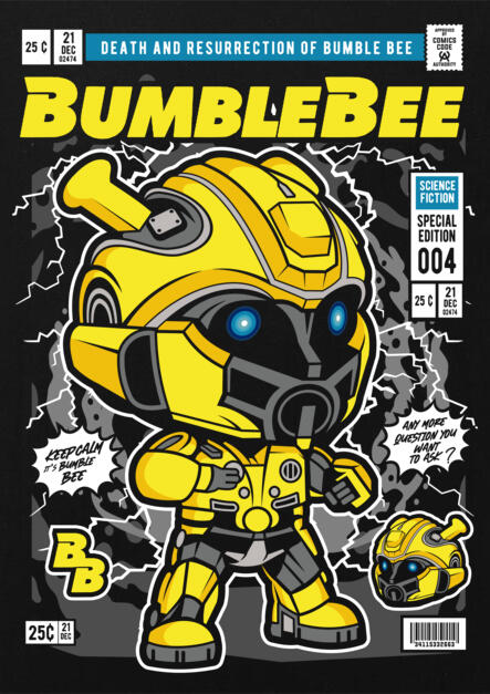 T-Shirt Bumble Bee Pop Culture Black ανδρικά Basic T-Shirts Simple Wear Μπλουζάκια κοντομάνικα