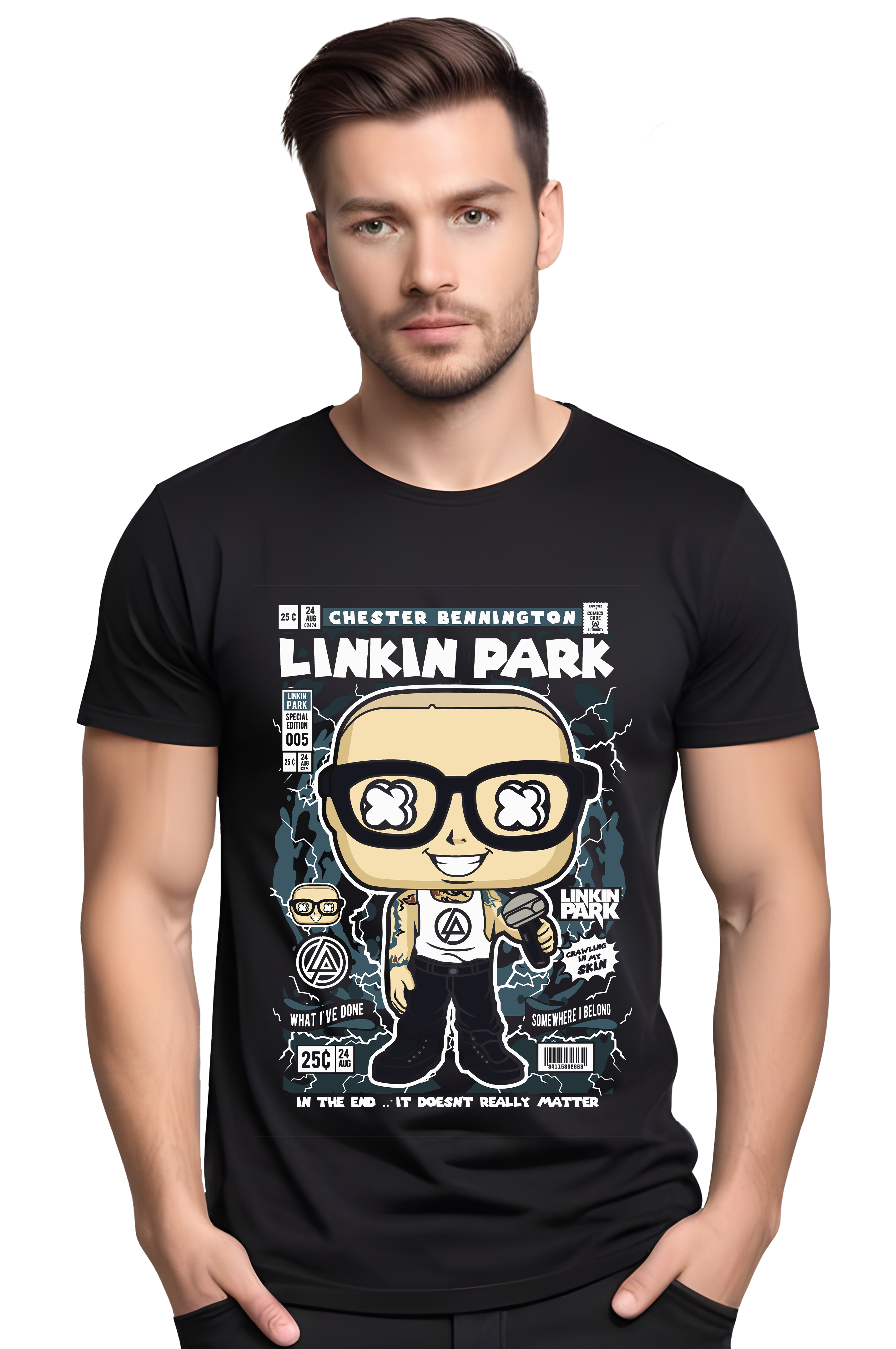 T-Shirt Chester Bennington Pop Culture Black ανδρικά Basic T-Shirts Simple Wear Μπλουζάκια κοντομάνικα