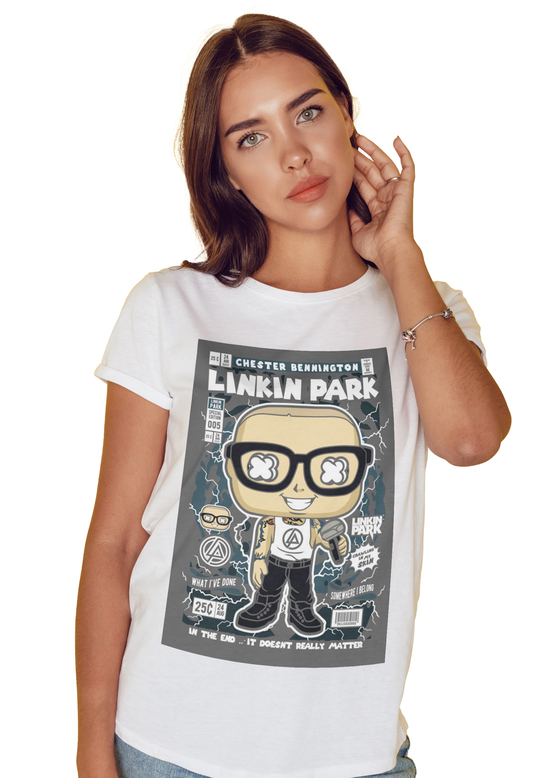 T-Shirt Chester Bennington Pop Culture White ανδρικά Basic T-Shirts Simple Wear Μπλουζάκια κοντομάνικα