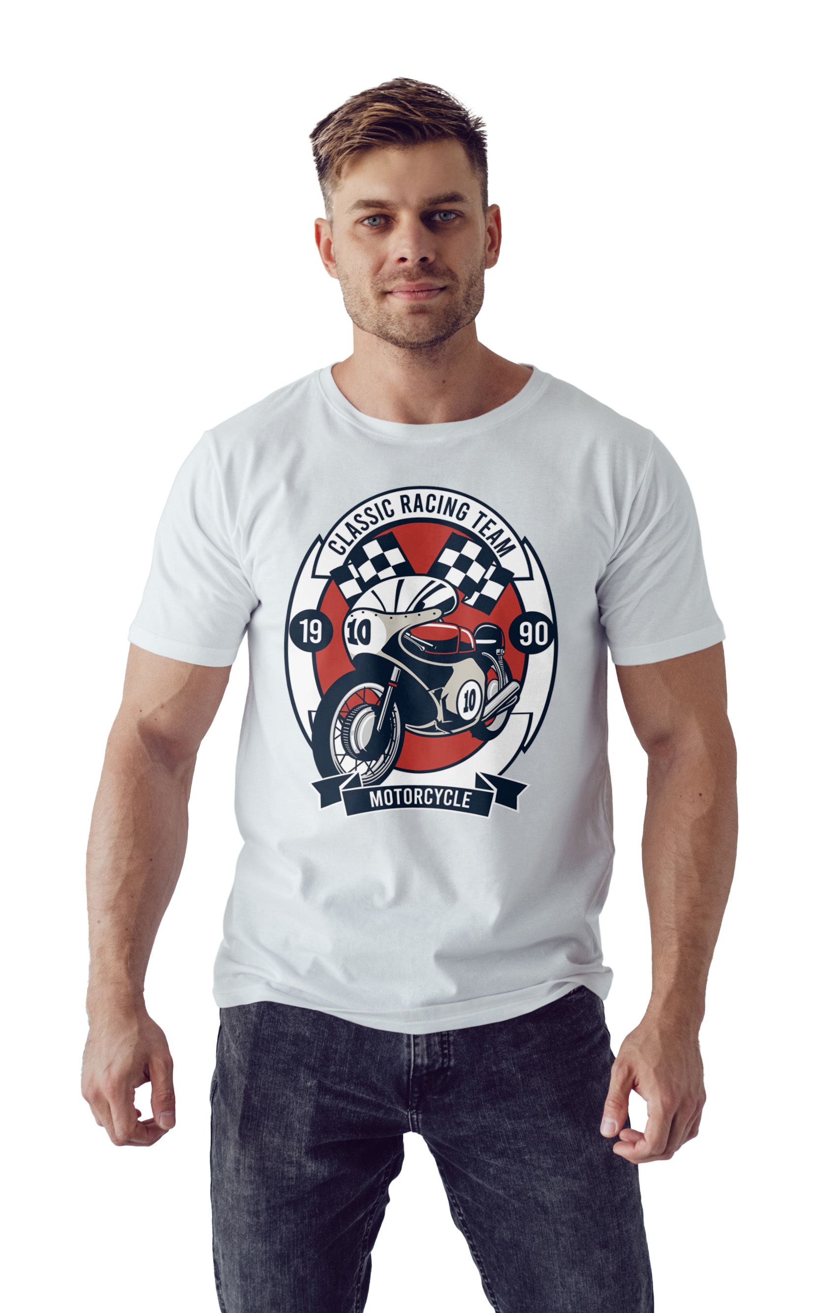 T-Shirt Classic Racing Team Pop Culture White ανδρικά Basic T-Shirts Simple Wear Μπλουζάκια κοντομάνικα