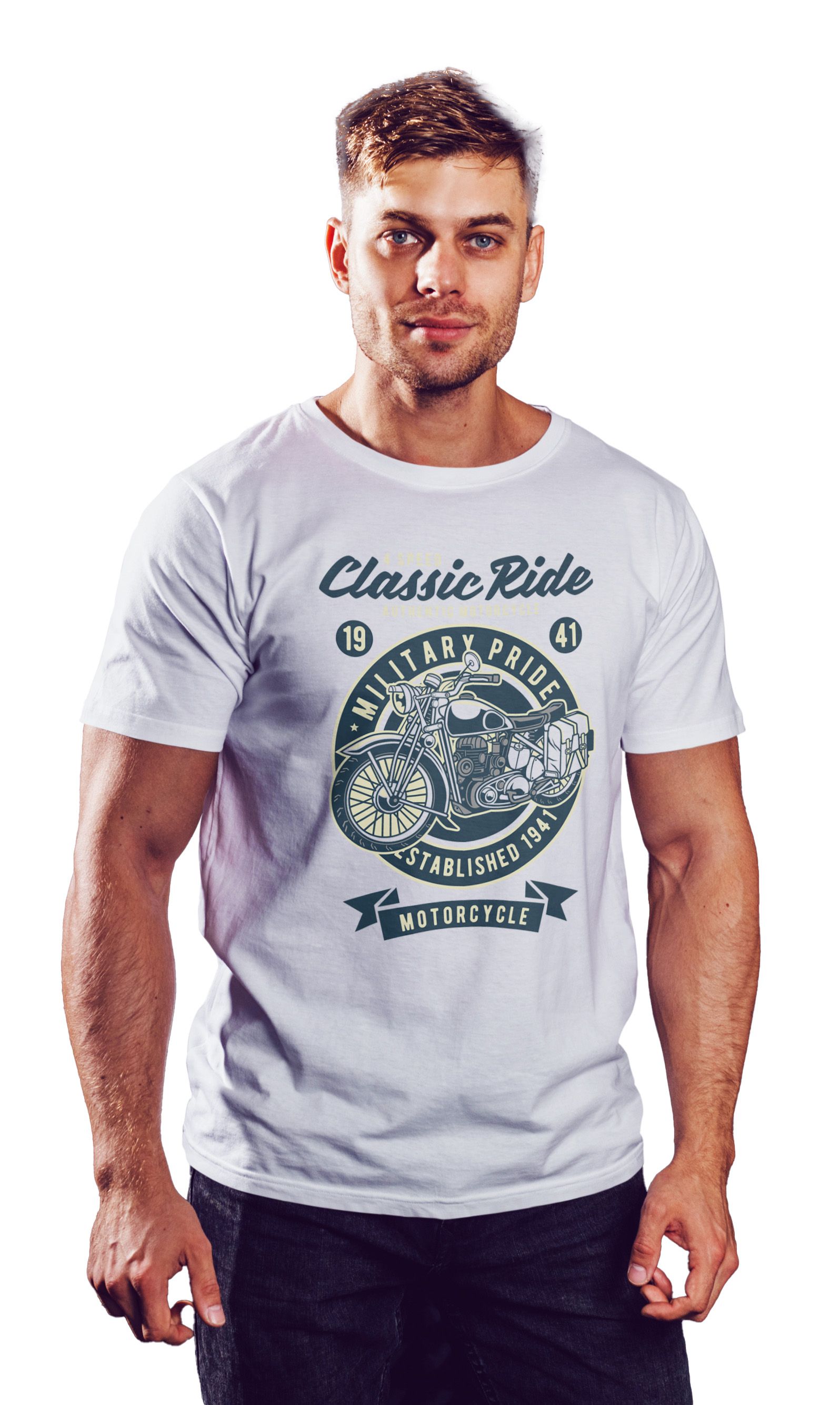 T-Shirt Classic Ride Military Pride Pop Culture White ανδρικά Basic T-Shirts Simple Wear Μπλουζάκια κοντομάνικα