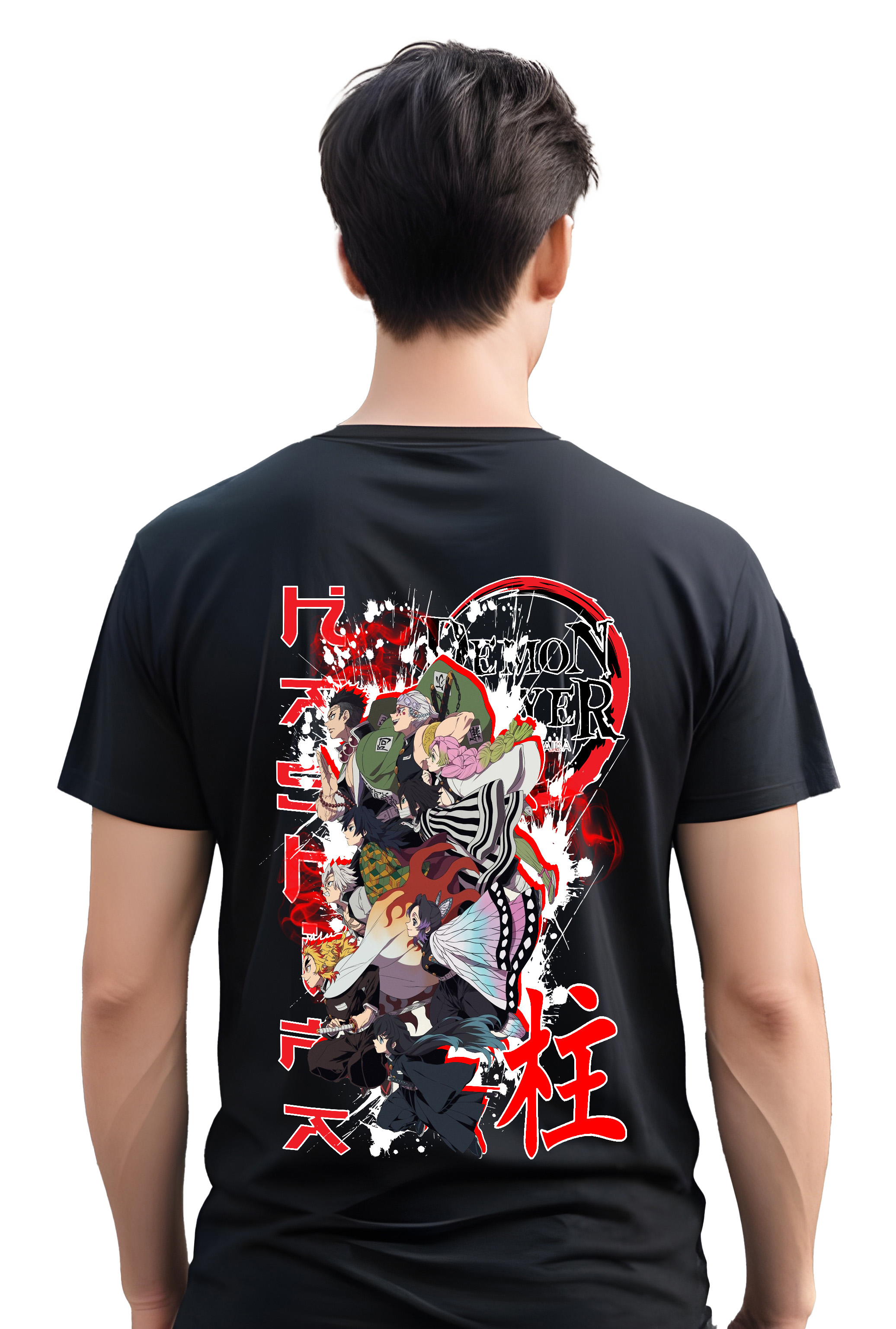 T-Shirt Demon Slayer Massup Pop Culture Black ανδρικά Basic T-Shirts Simple Wear Μπλουζάκια κοντομάνικα