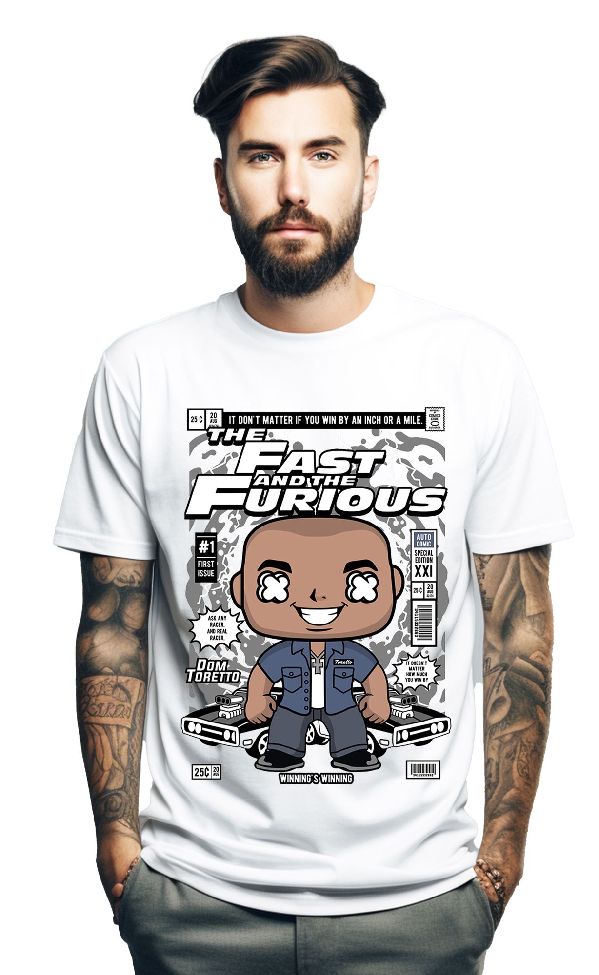T-Shirt Dom Toretto Fast And Furious Pop Culture White ανδρικά Basic T-Shirts Simple Wear Μπλουζάκια κοντομάνικα