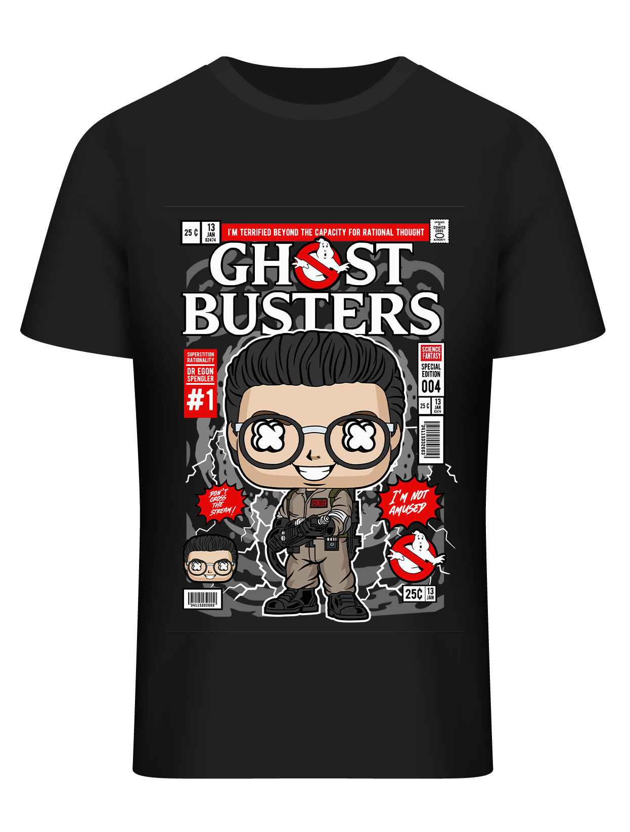 T-Shirt Dr Egon Spengler Ghostbusters Pop Culture Black
