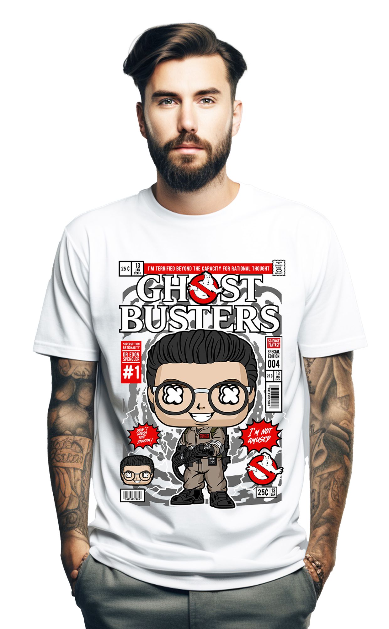T-Shirt Dr Egon Spengler Ghostbusters Pop Culture White ανδρικά Basic T-Shirts Simple Wear Μπλουζάκια κοντομάνικα
