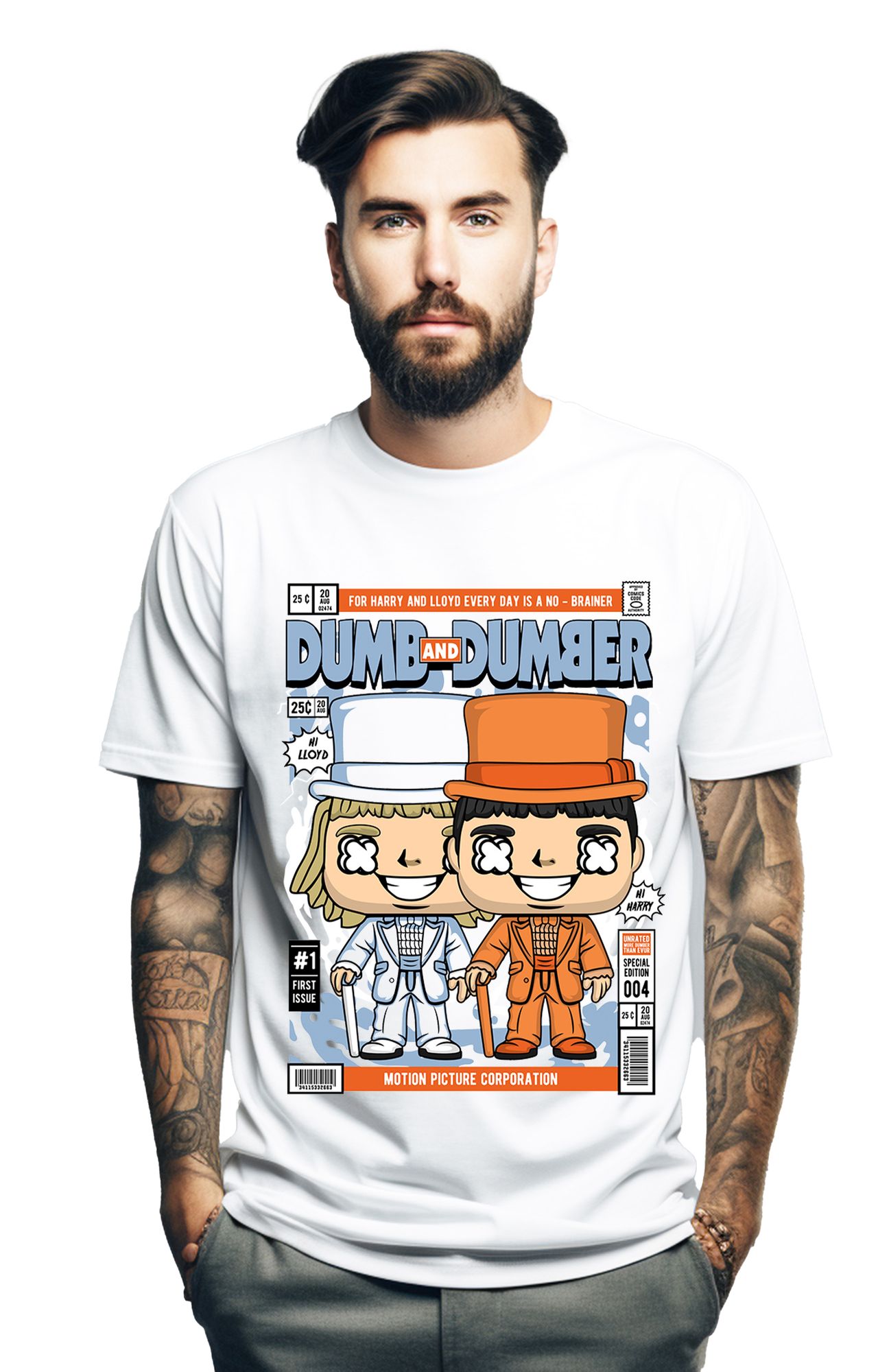 T-Shirt Dumb And Dumber Pop Culture White ανδρικά Basic T-Shirts Simple Wear Μπλουζάκια κοντομάνικα