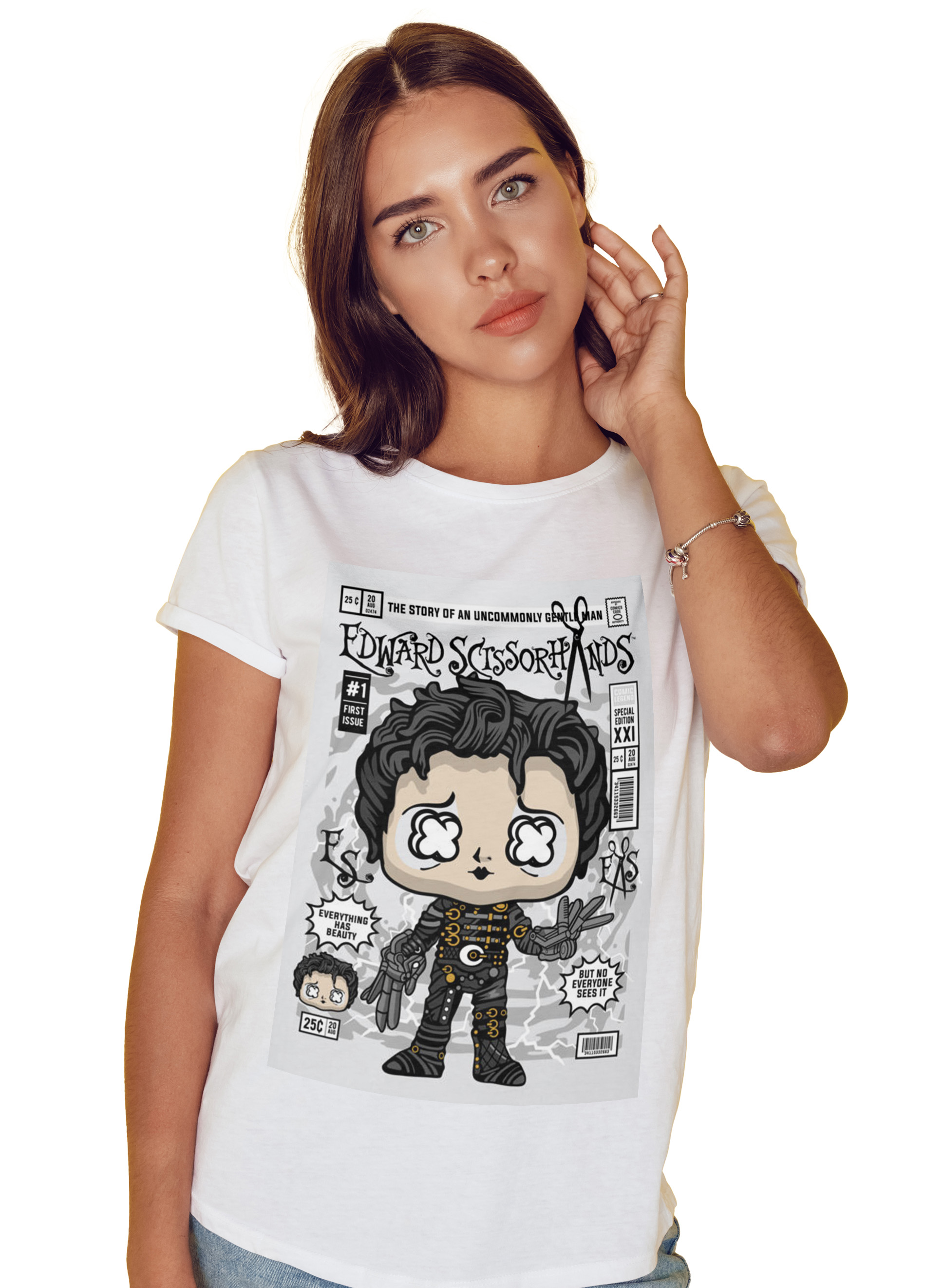 T-Shirt Edward Scissorhands Pop Culture White ανδρικά Basic T-Shirts Simple Wear Μπλουζάκια κοντομάνικα