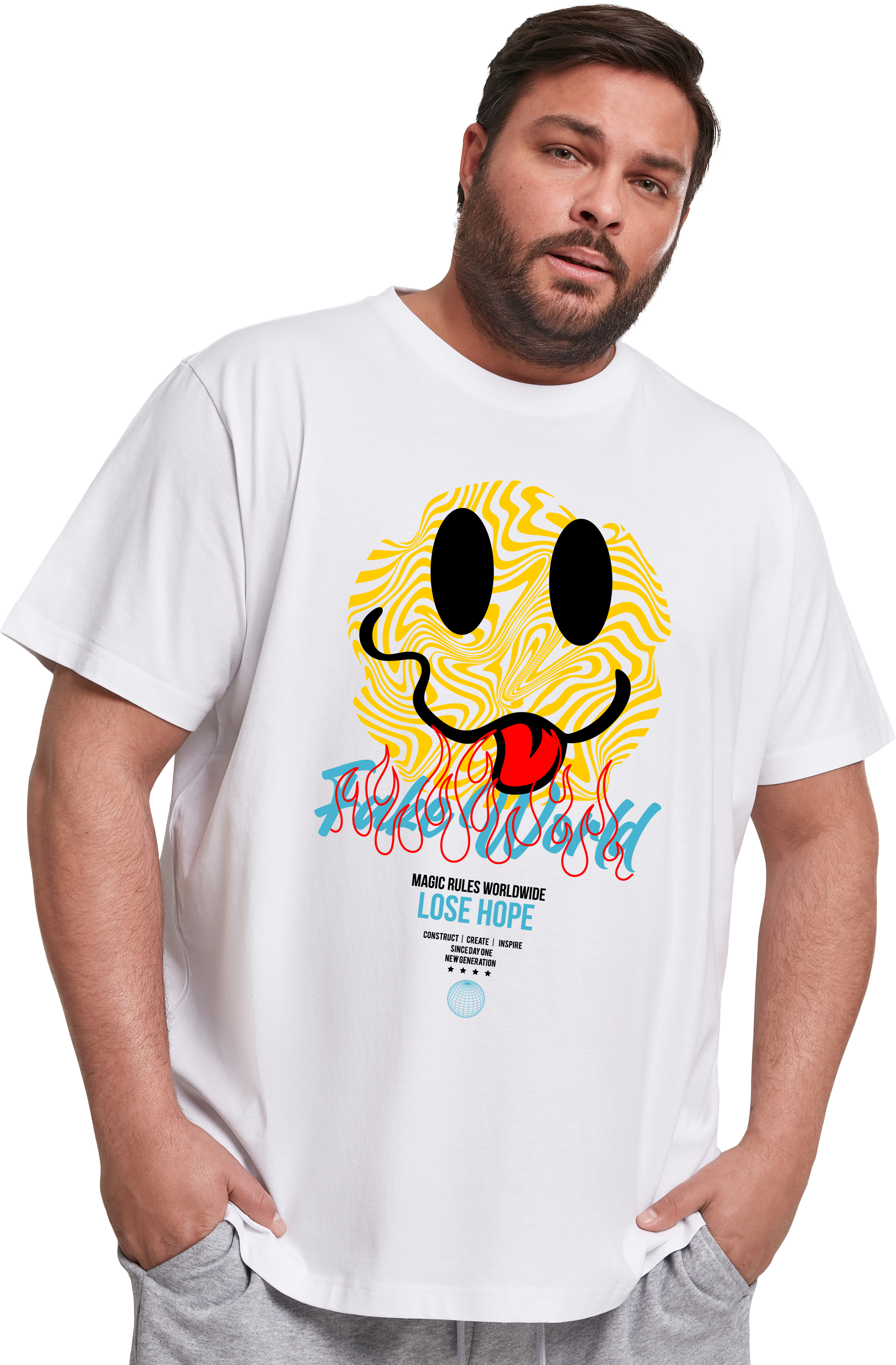 T-Shirt Fake World Pop Culture White ανδρικά Basic T-Shirts Simple Wear Μπλουζάκια κοντομάνικα