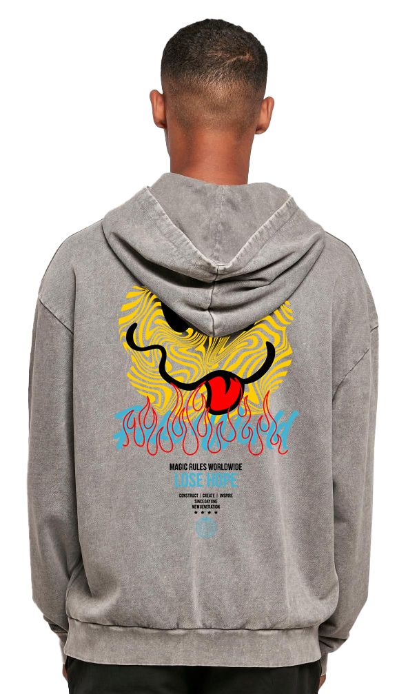 Oversized Premium Hoodie Fake World Pop Culture Asphalt ανδρικά Φούτερ Simple Wear