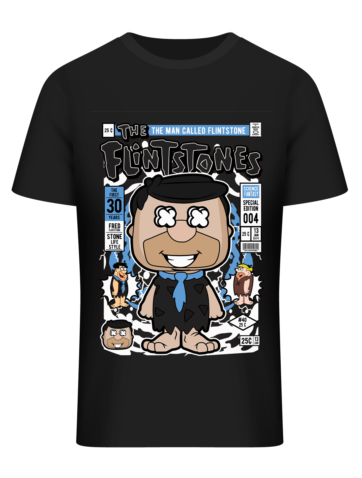 T-Shirt Fred Flinstones Pop Culture Black