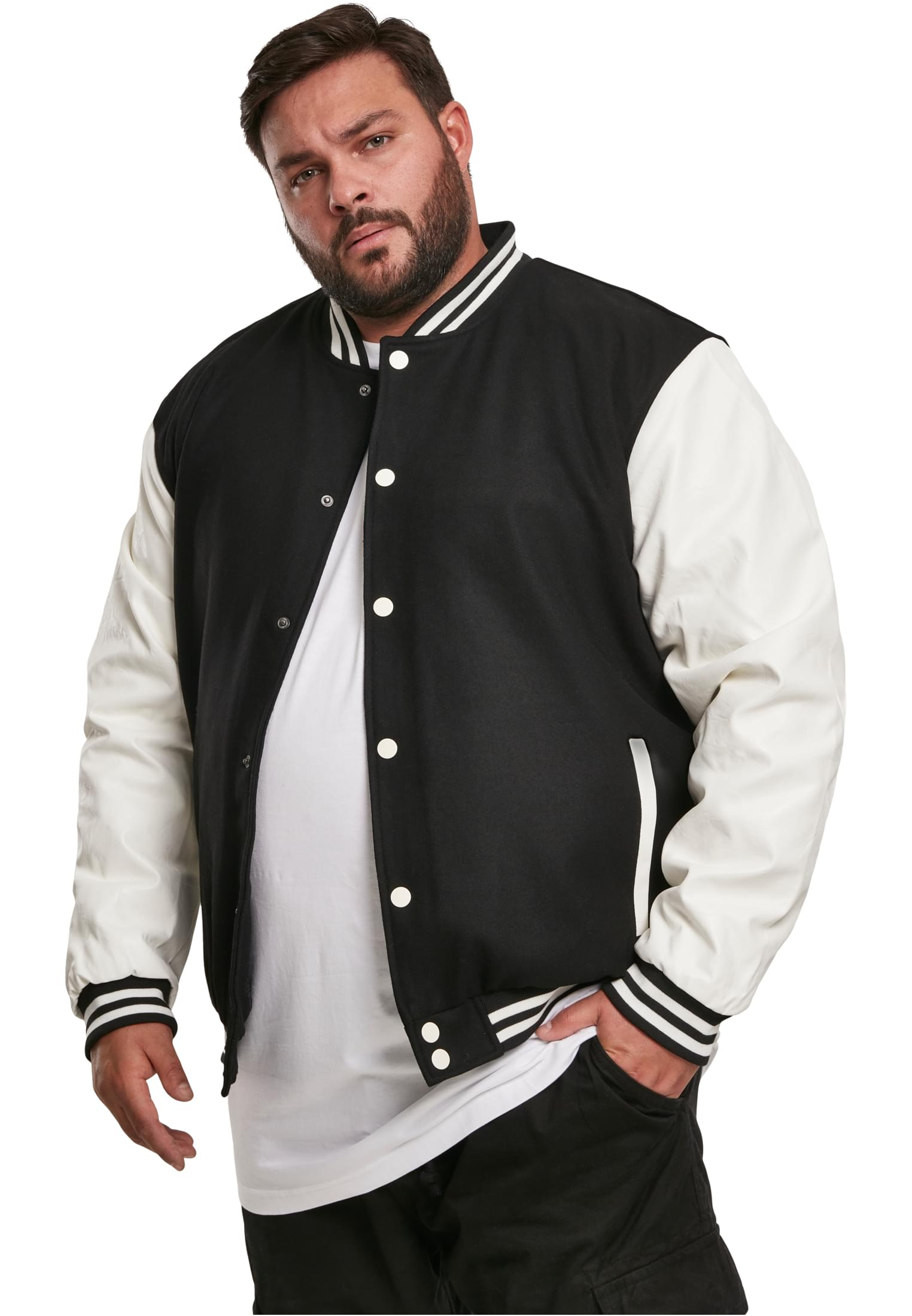 Jacket Oldschool College Urban Classics TB201-00050 Βlack/White