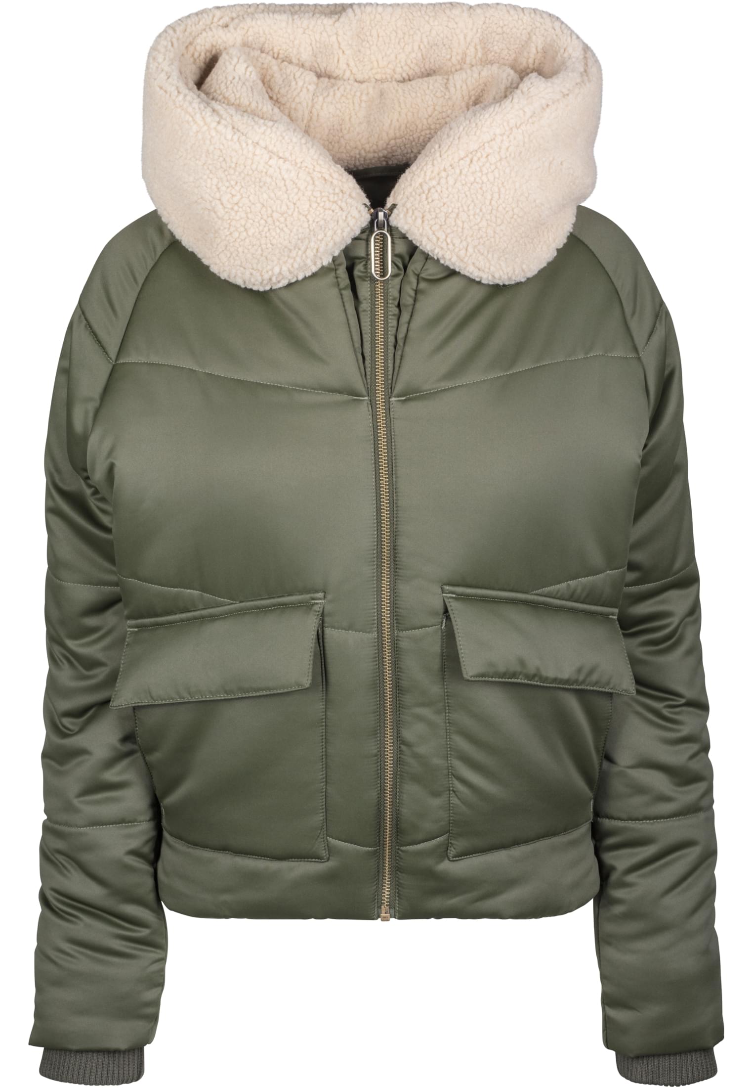 Γυναικείο Jacket Sherpa Hooded Urban Classics Tb2380 Dark Olive Sand Outlet γυναικεία Simple Wear