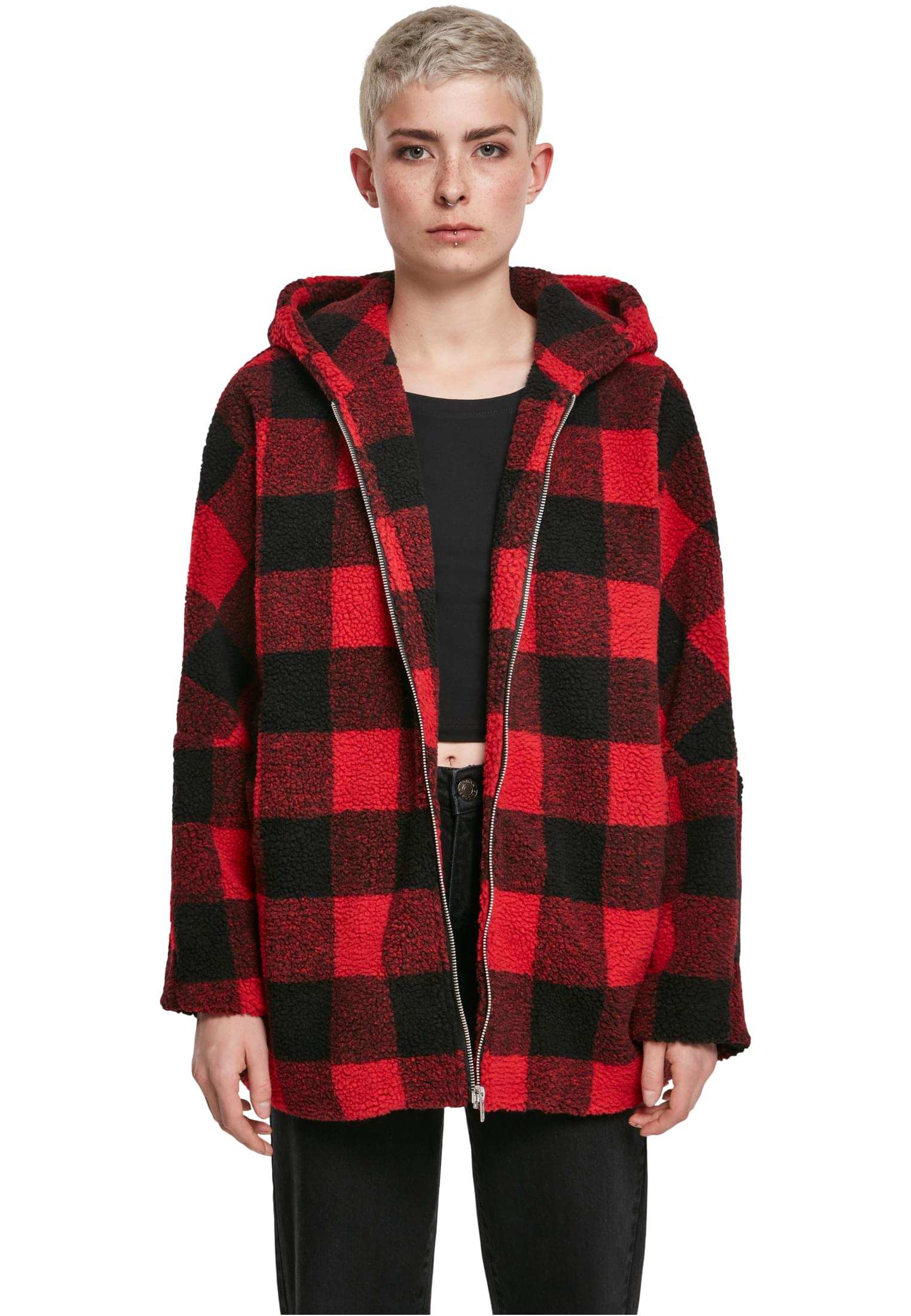 Μπουφάν Oversized Sherpa TB3056 Urban Classics Firered/Black Firered/Blk