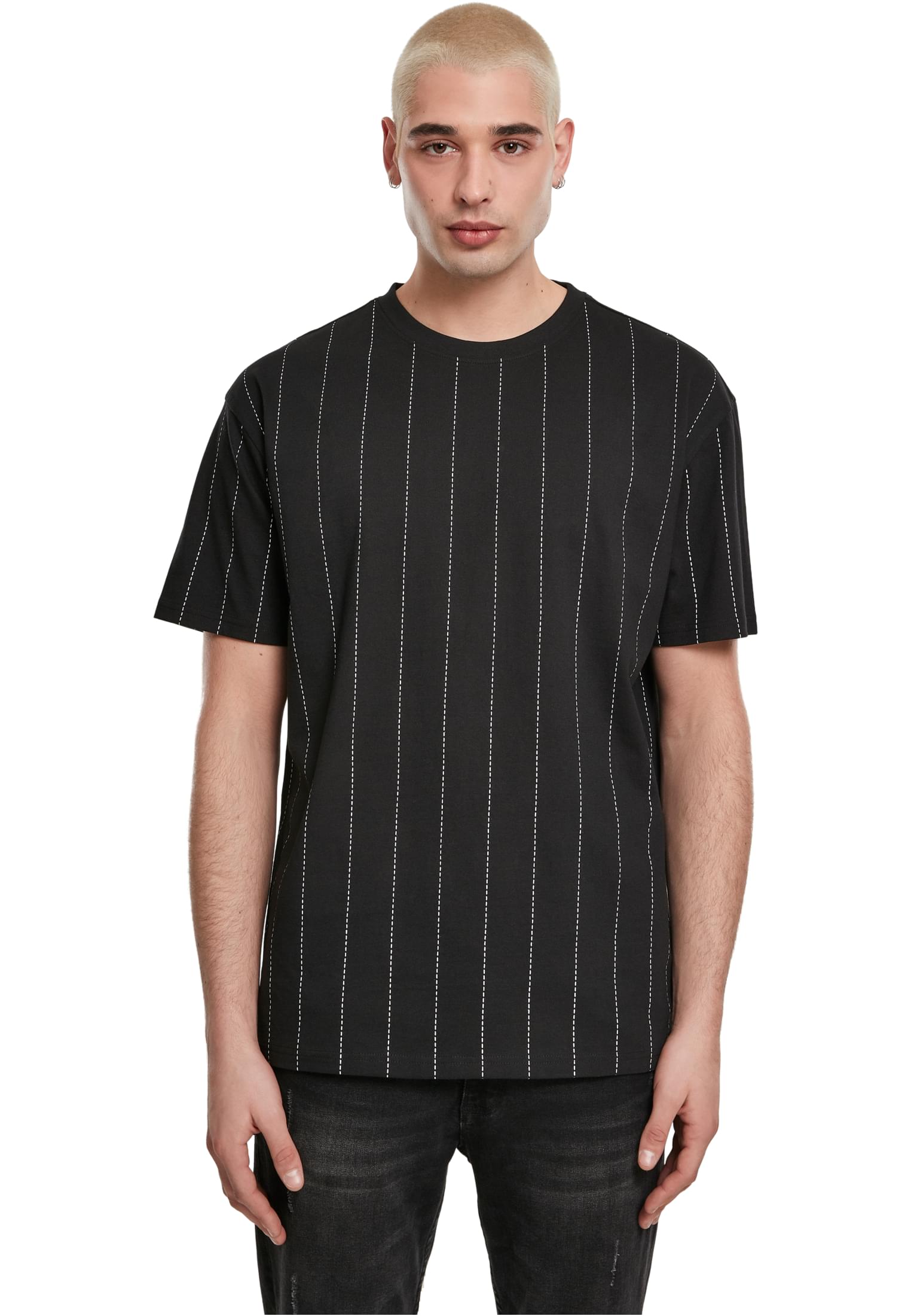T-Shirt Oversized Pinstripe TB3522 Urban Classics Black Μαύρο