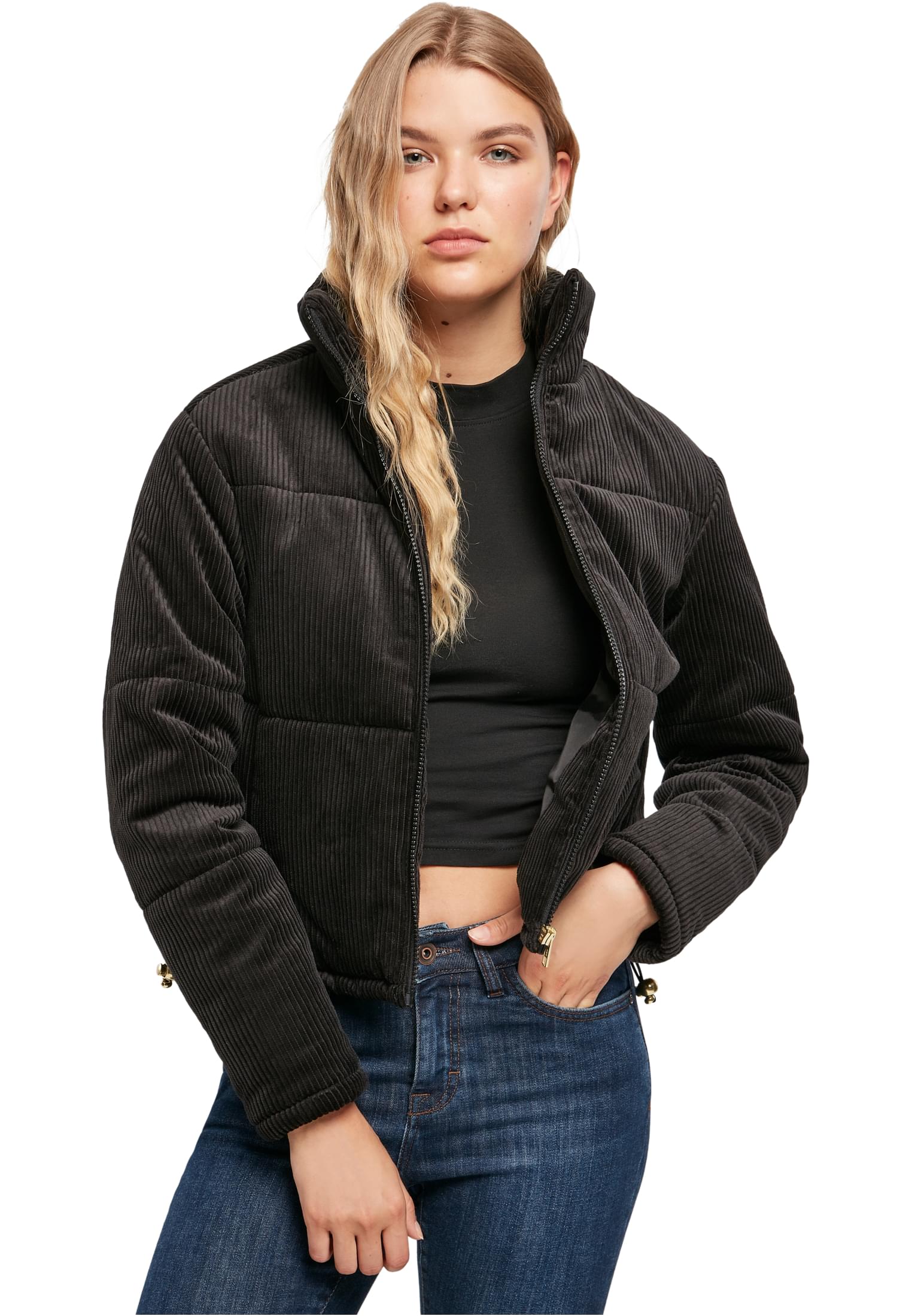 Γυναικείο Μπουφάν Corduroy Puffer Urban Classics TB3769 Black