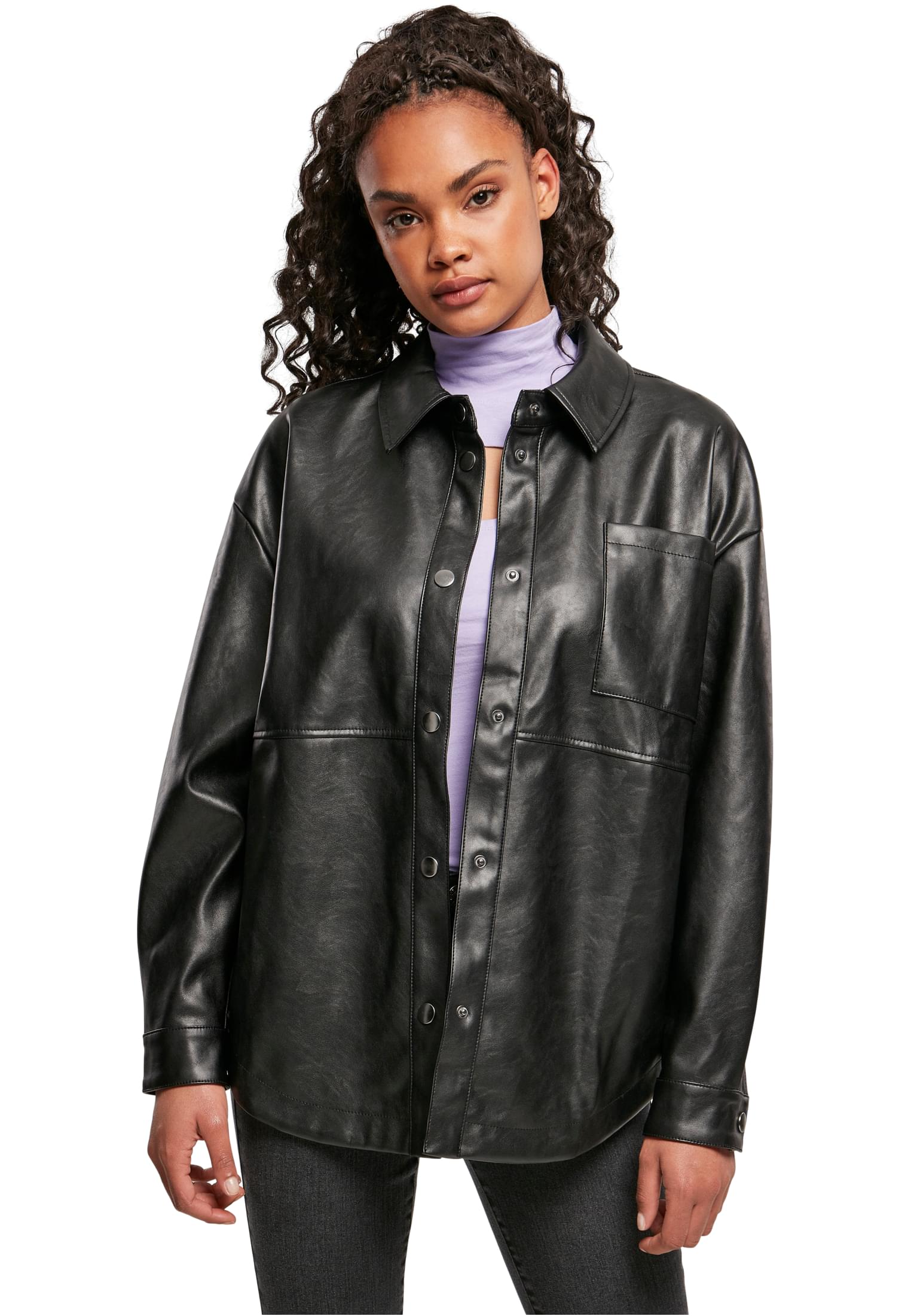 Γυναικείο Πουκάμισο Overshirt TB4514 Urban Classics Faux Leather Black