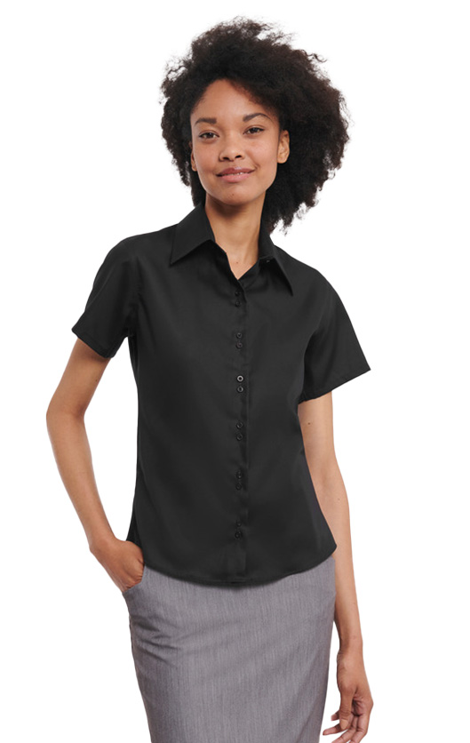 Γυναικείο Κοντομάνικο Πουκάμισο Non-iron R-957F-0 Russell Black