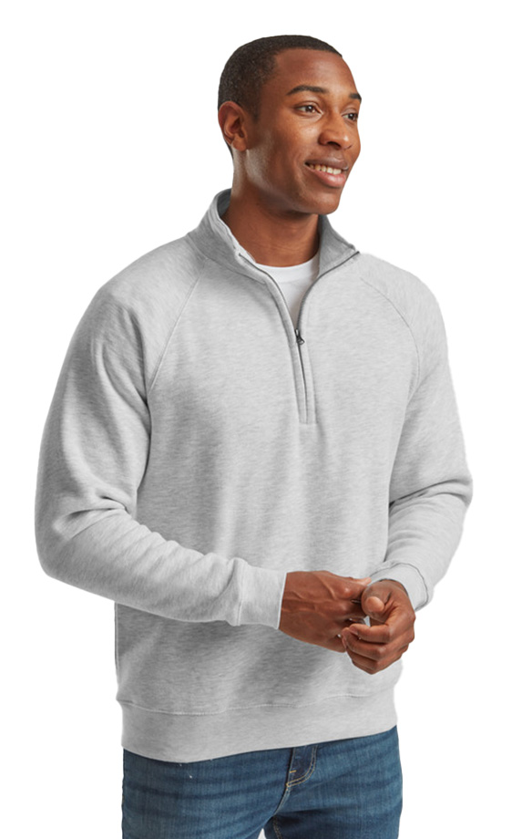 Φούτερ με Φερμουάρ Raglan 62-032-0 Fruit of the Loom Heather Grey