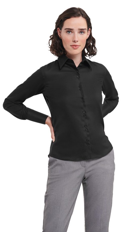 Γυναικείο Μακρυμάνικο Πουκάμισο R-956F-0 Russell 956F Non-iron Black