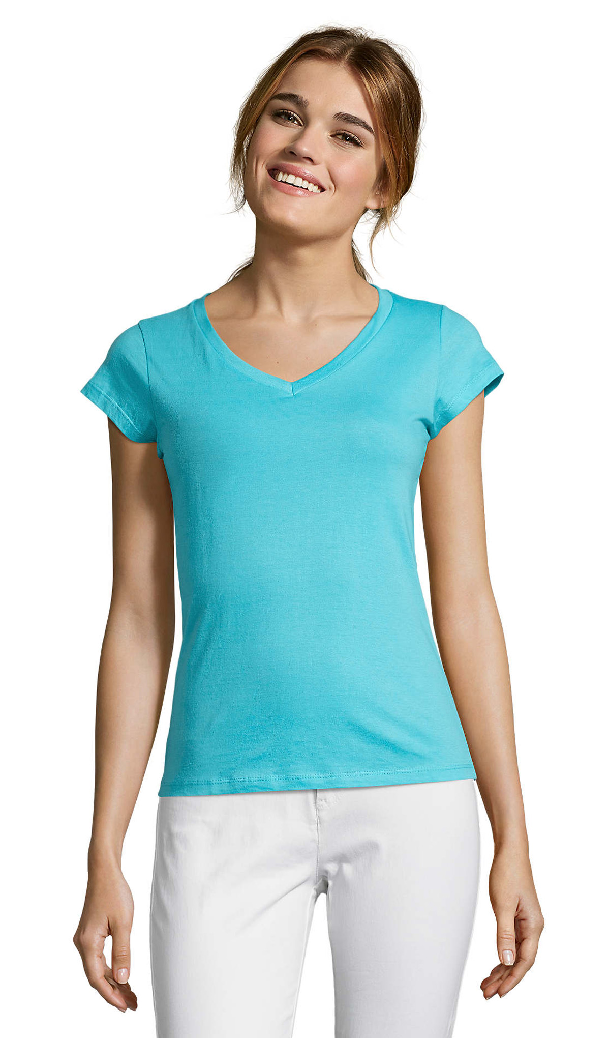 Γυναικείο T-shirt με Λαιμόκοψη V 11388 SOL'S Moon Atoll Blue