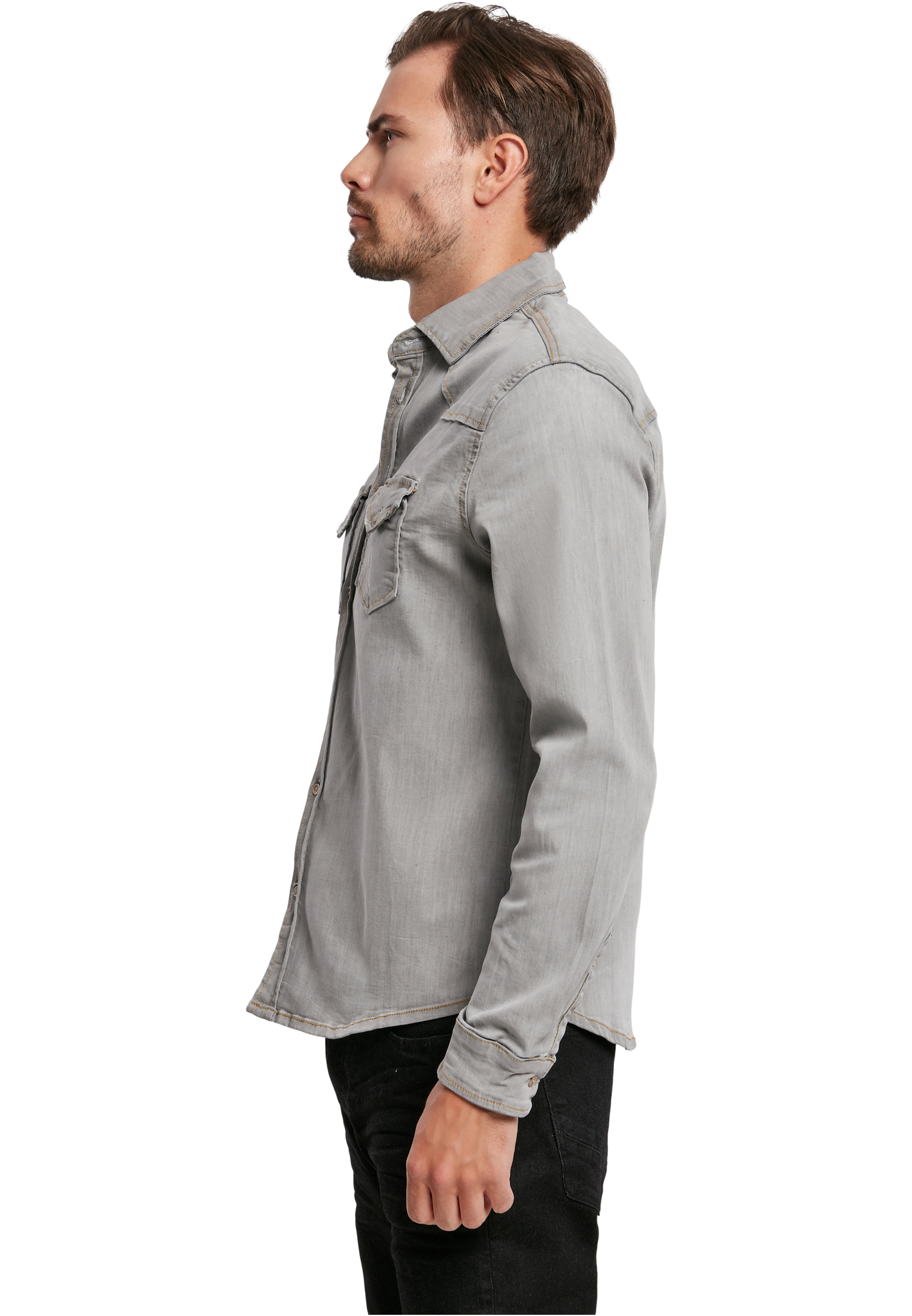 Πουκάμισο Bd4020 Brandit Grey Γκρι ανδρικά Πουκάμισα Simple Wear