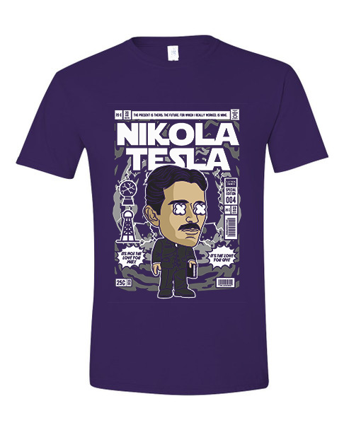 T-Shirt Nikola Tesla Pop Culture Purple