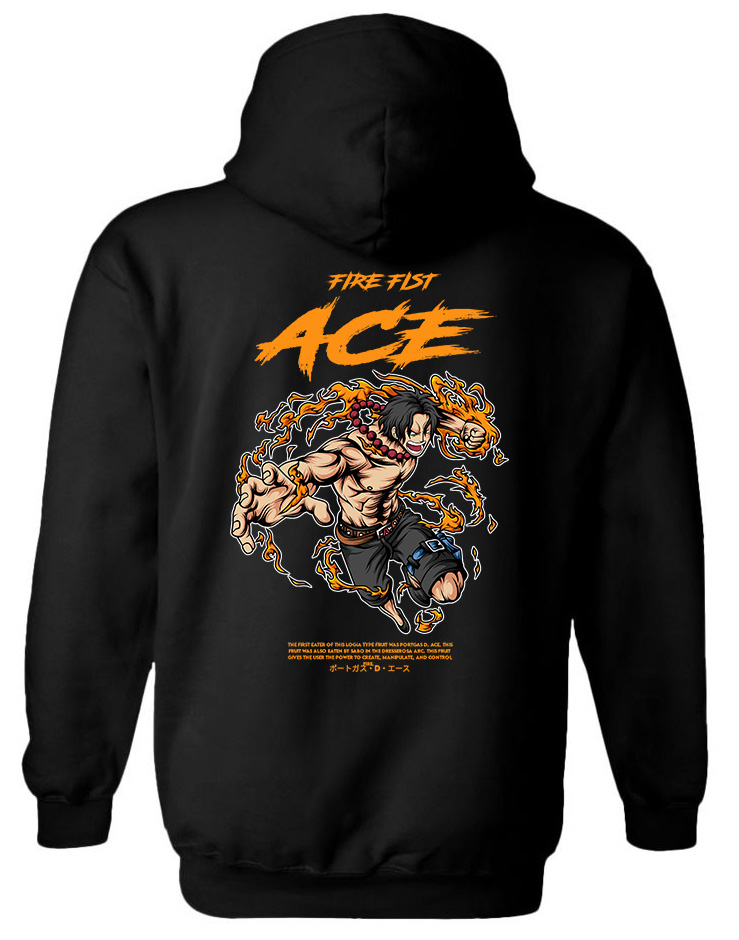 Hoodie One Piece Ace Pop Culture Black