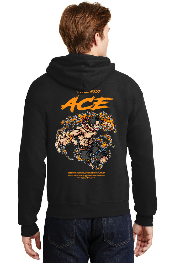 Hoodie One Piece Ace Pop Culture Black ανδρικά Φούτερ Simple Wear
