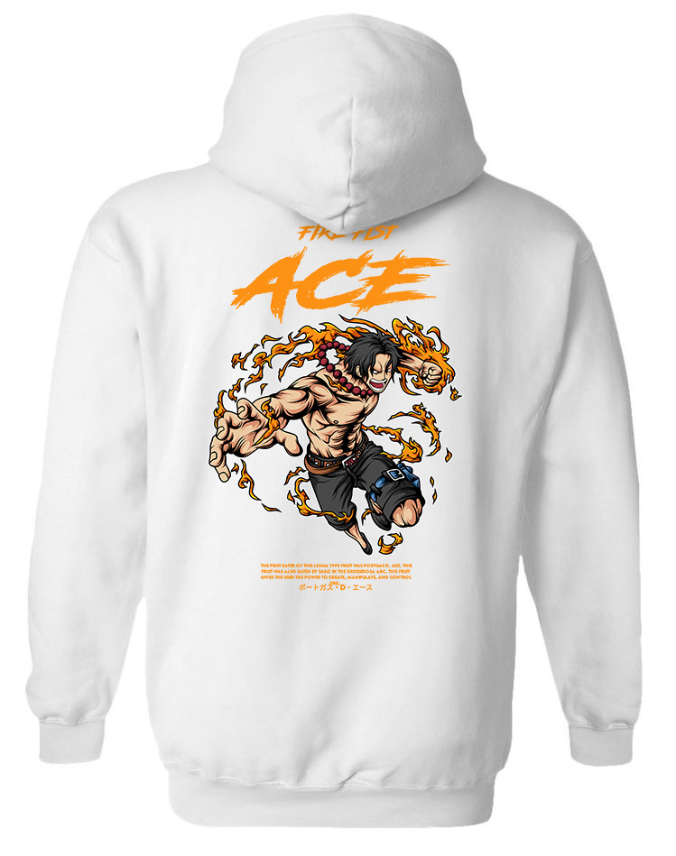 Hoodie One Piece Ace Pop Culture White