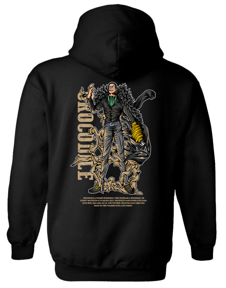 Hoodie One Piece Crocodile Pop Culture Black