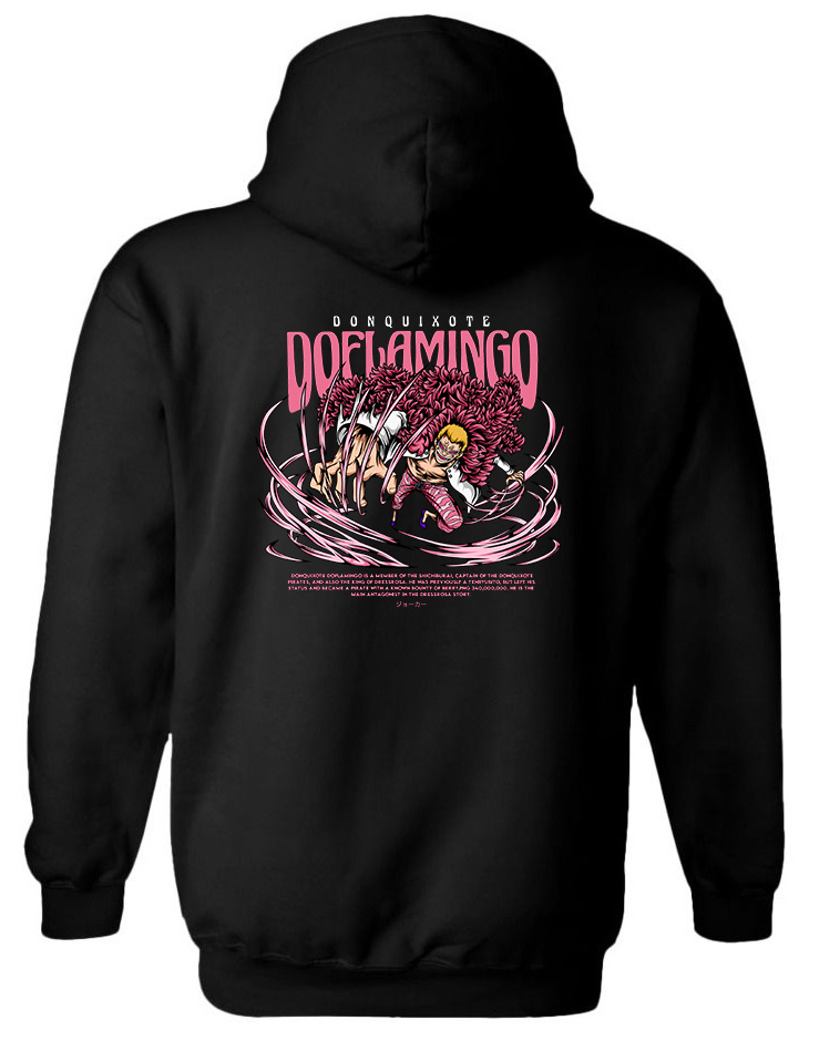 Hoodie One Piece Flamingo Pop Culture Black
