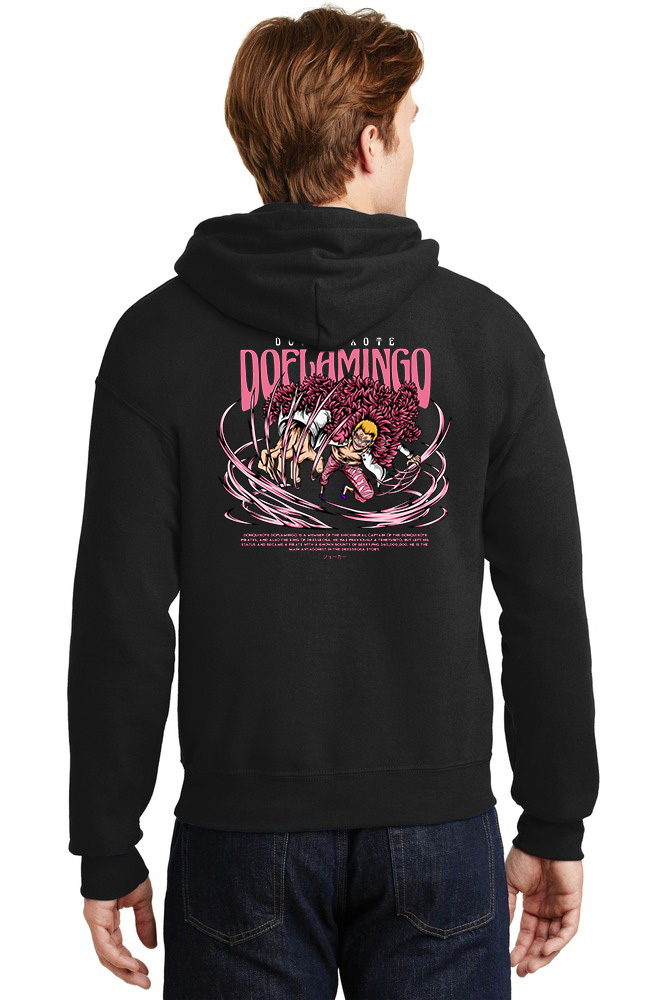 Hoodie One Piece Flamingo Pop Culture Black ανδρικά Φούτερ Simple Wear