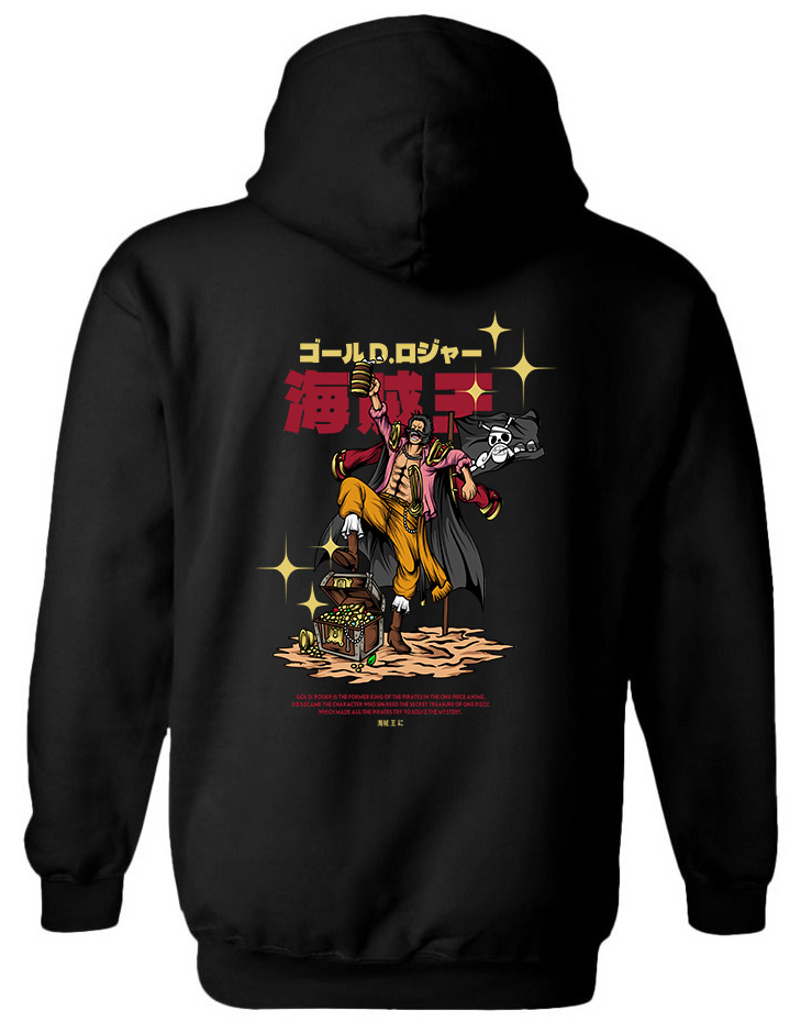 Hoodie One Piece Gol D. Roger Pop Culture Black