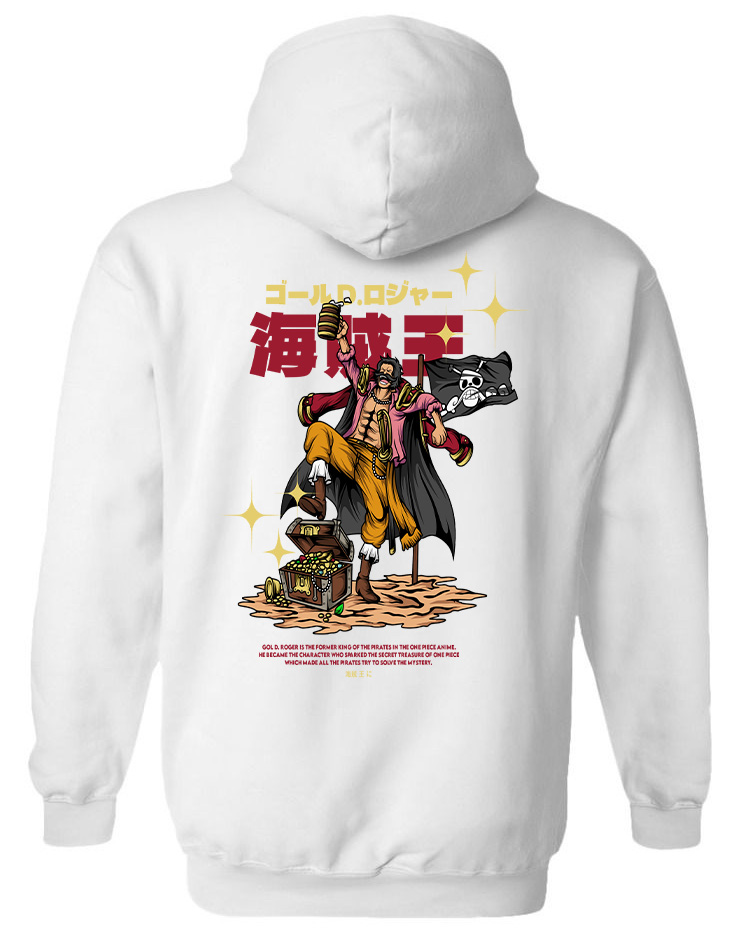 Hoodie One Piece Gol D. Roger Pop Culture White