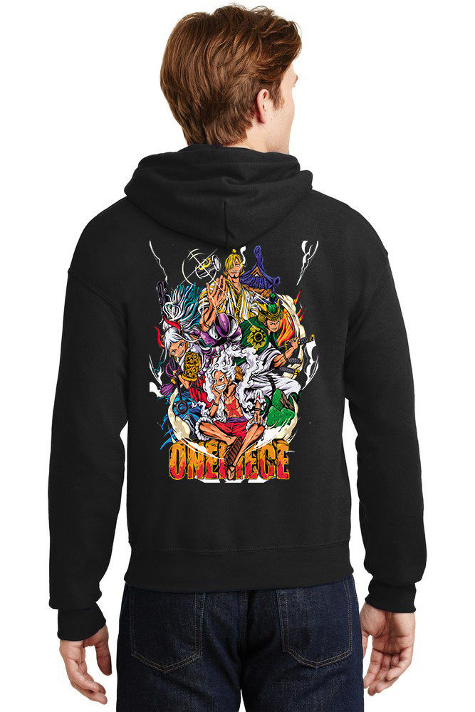 Hoodie One Piece Lets Go Pop Culture Black ανδρικά Φούτερ Simple Wear