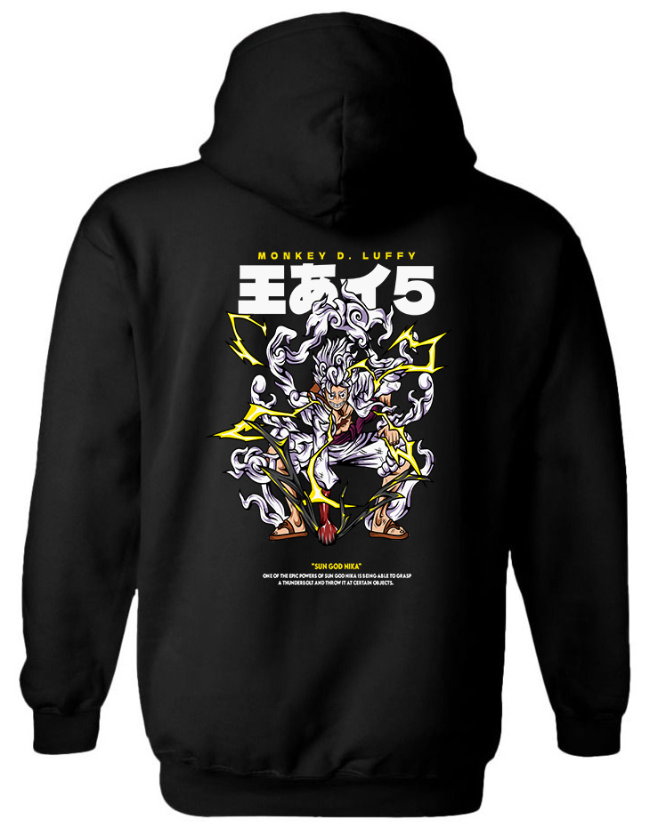 Hoodie One Piece Luffy Gear 5 Pop Culture Black